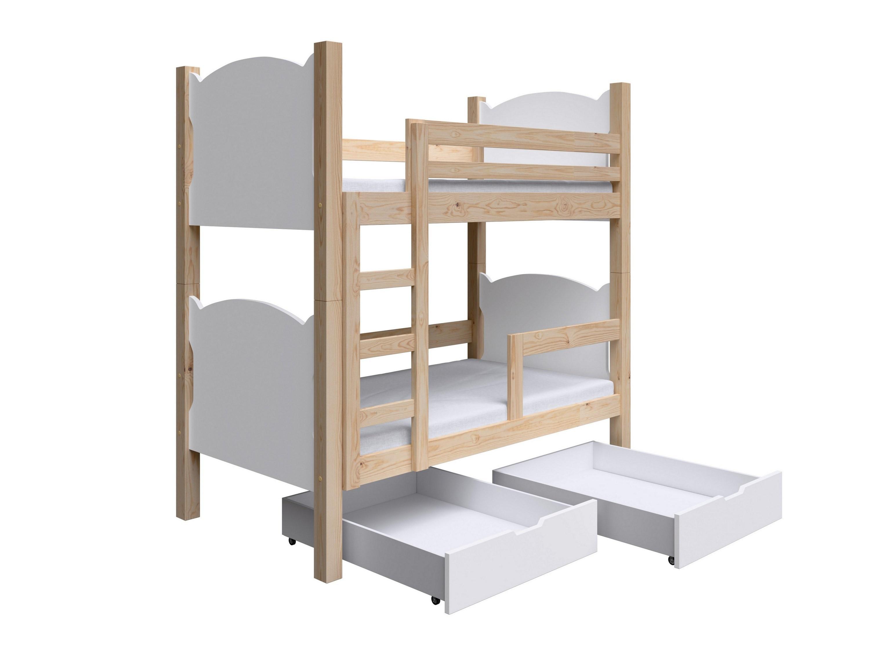 ETAGENBETT LEONE mit Bettkasten 80x180 cm Kieferfarben - Weiß/Kieferfarben, Holz (80/180cm) - MASSENO