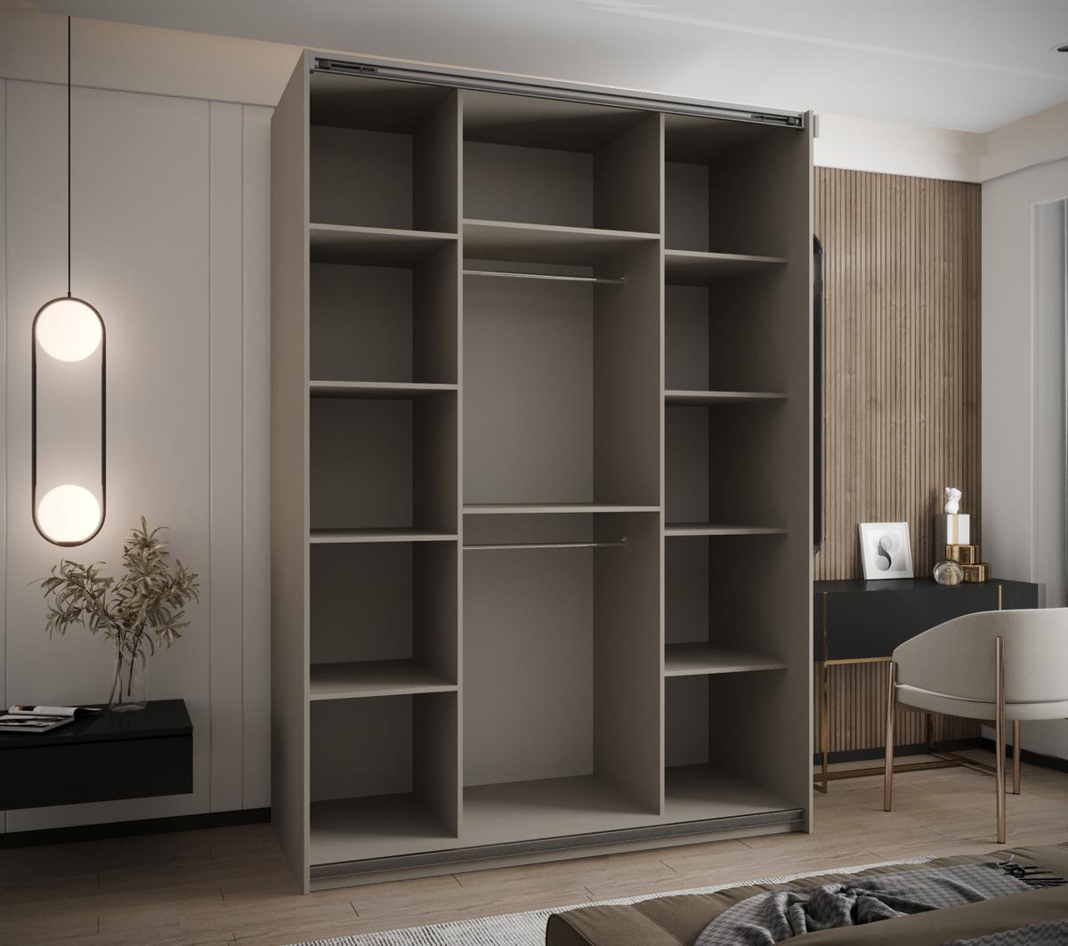 SCHWEBETÜRENSCHRANK 245,5/160/64 2-türig - Kaschmir/Goldfarben, Holz/Metall (160/245/64cm) - Abiks Möbel