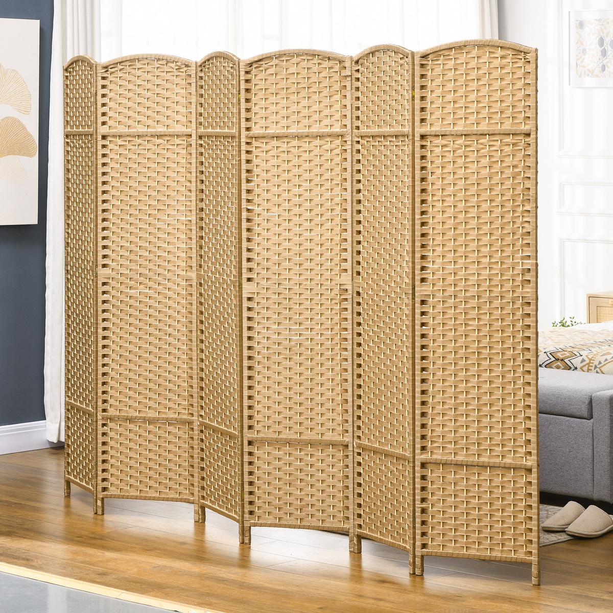 PARAVENT 6-teilig 240 x 170 cm Raumteiler Trennwand aus Kiefernholz Natur - Naturfarben, Holzwerkstoff (1.6/170/1.6cm) - HOMCOM