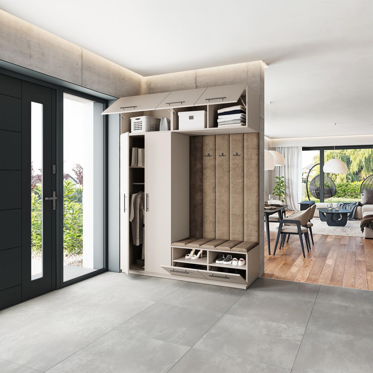 GARDEROBENSCHRANK REMA 180/240/60 cm Modern Garderobe-Set Kaschmir - Kaschmir/Mokka, Holzwerkstoff (180/240/60cm) - MASSENO