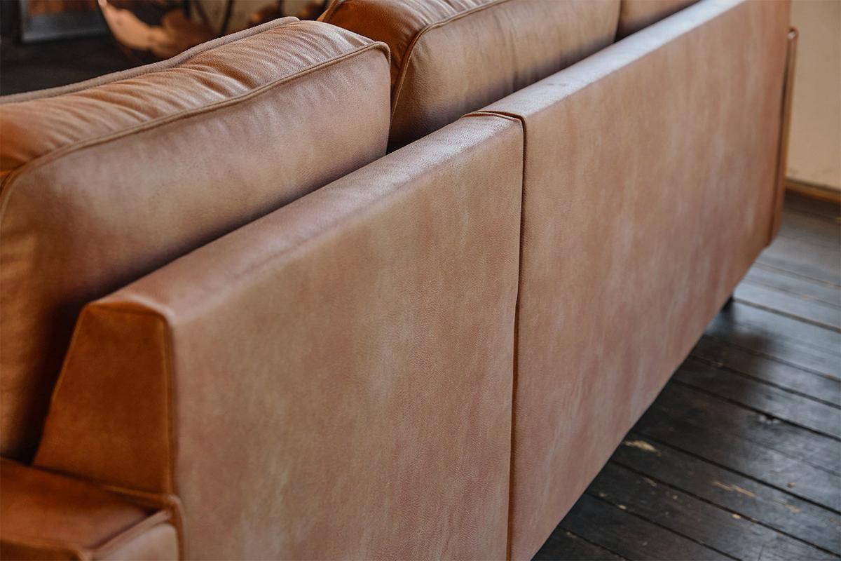 ECKSOFA VILNIUS Braun Lederfaserstoff - Schwarz/Braun, Leder/Metall (286/170cm) - KAWOLA