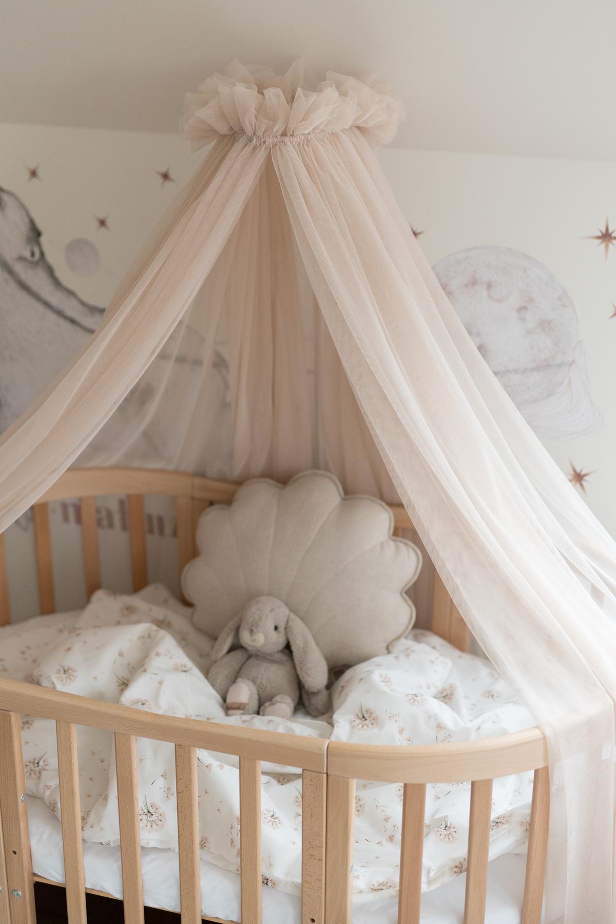 BABY Betthimmel Baldachin mit Himmelstange - Beige, Textil - waldin