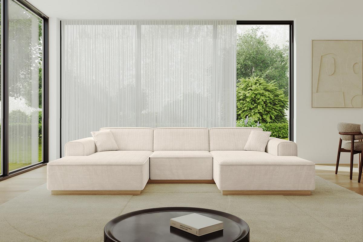 WOHNLANDSCHAFT IREA-U1-v2 - 301x165x80 cm Beige - Beige, Holzwerkstoff/Textil (301/80/165cm) - ALTDECOR