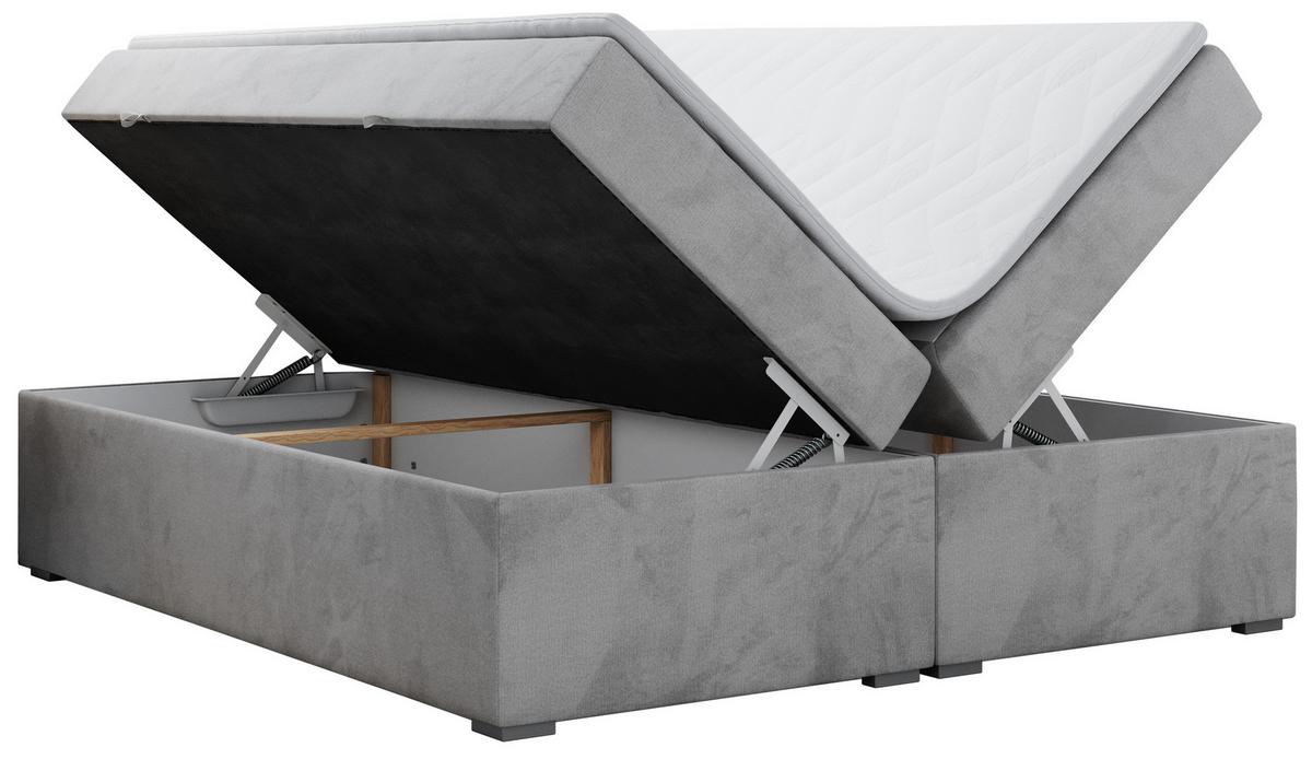 BOXBETT BESS 180/200 Hellgrau Velvet - H3 - Hellgrau, Holz/Textil (180/200cm) - MKS
