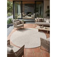 TEPPICH Outdoor ENGADIN in Creme, im Skandi-Stil mit 3D-Design, Ø 120 cm - Beige, Textil (120/120cm) - KADIMA DESIGN