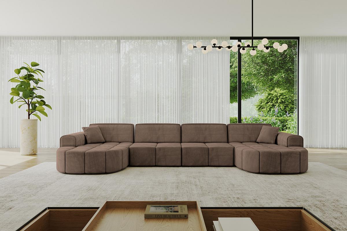 WOHNLANDSCHAFT LIVO-U2 - 400x173x79,5 cm Braun - Braun, Holzwerkstoff/Textil (400/79/173cm) - ALTDECOR
