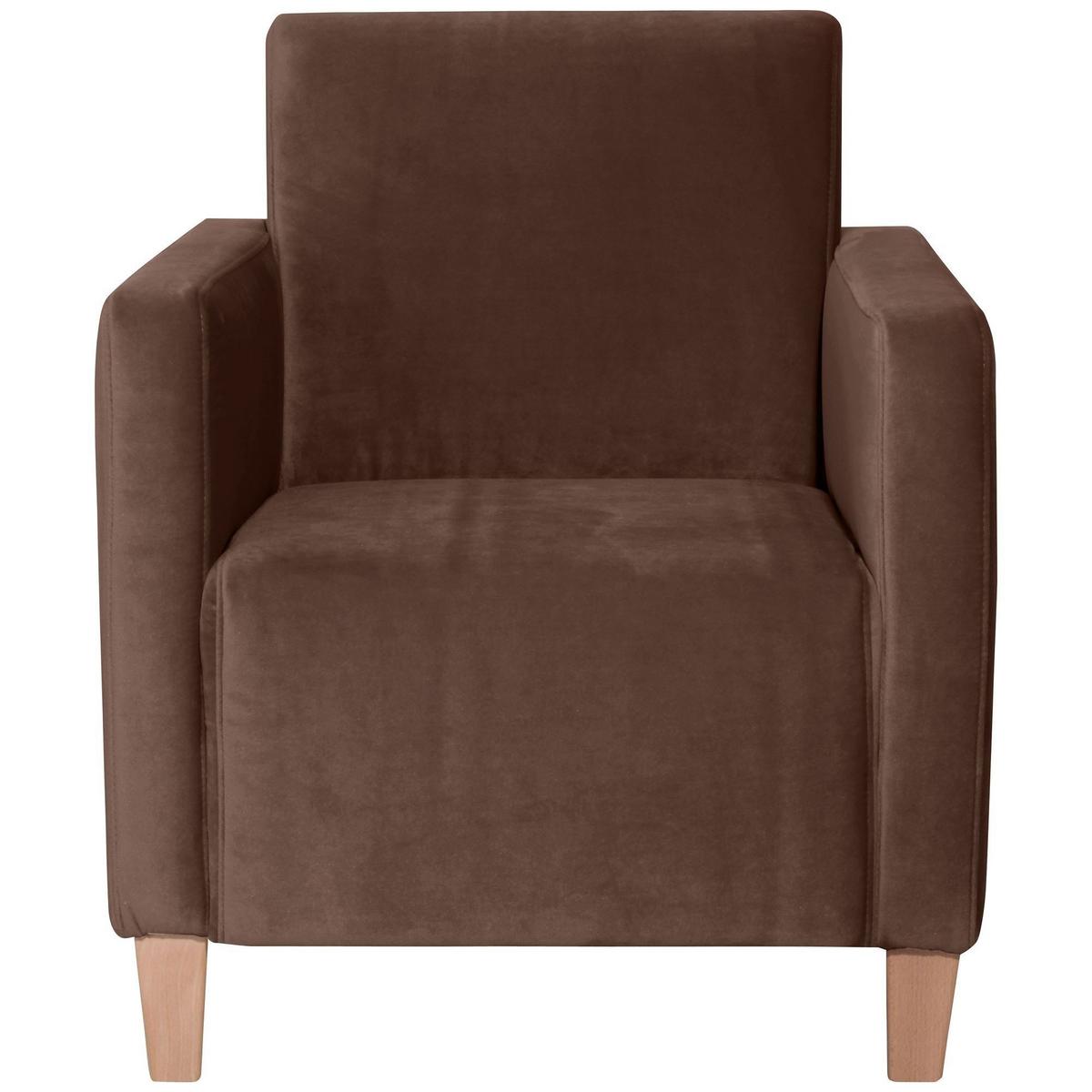 SESSEL Karol Bezug Samtvelours Buche natur / braun - Braun, Kunststoff (71/81/70cm) - 58aufmkessel