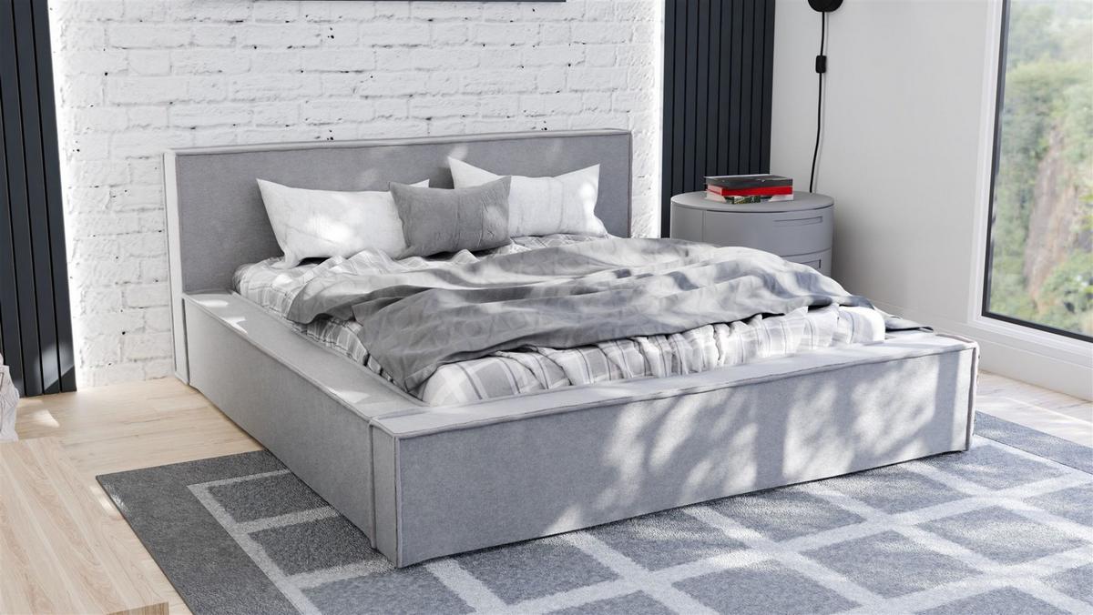POLSTERBETT Aldana In Freya - Grau, Holzwerkstoff/Textil (140/200cm) - Fun Möbel