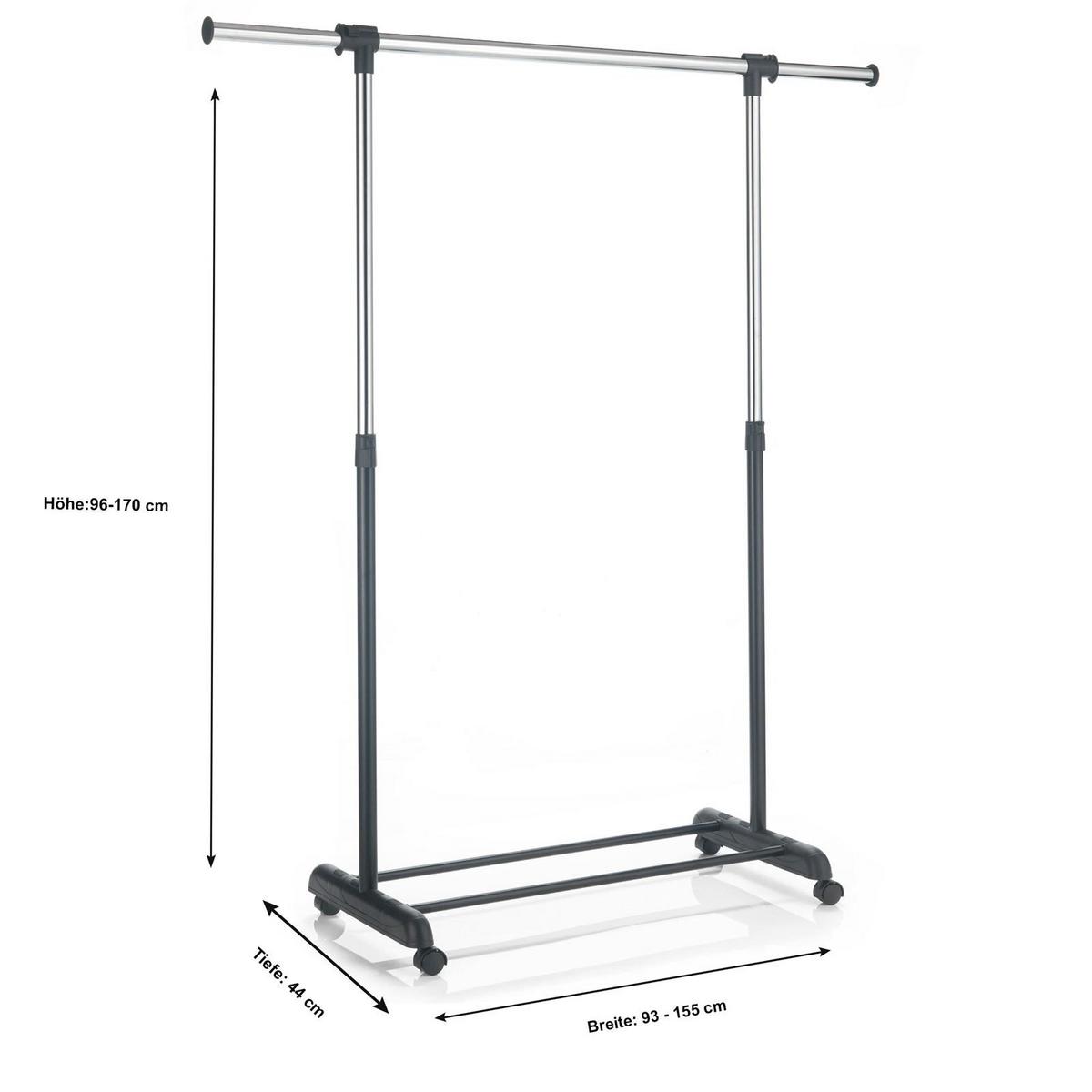 ROLLGARDEROBE SALA schwarz - Schwarz, Metall (93/96/44cm) - CARO-Möbel