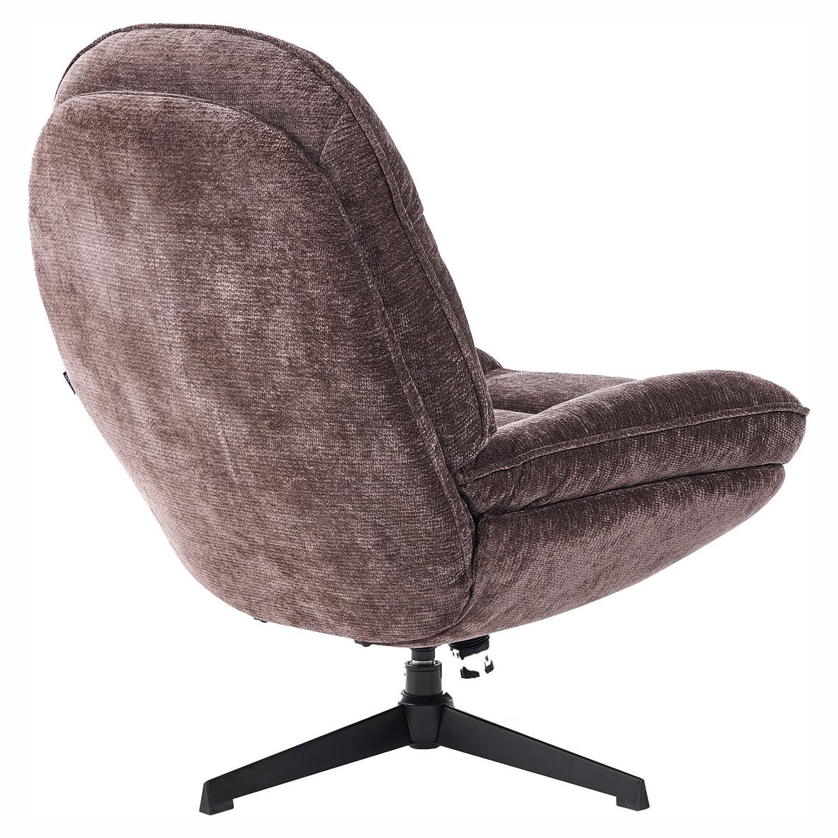 DREHSESSEL Chenillegewebe Dunkelbraun Aremark - Schwarz/Braun, Textil/Metall (80/97/92cm) - Beliani