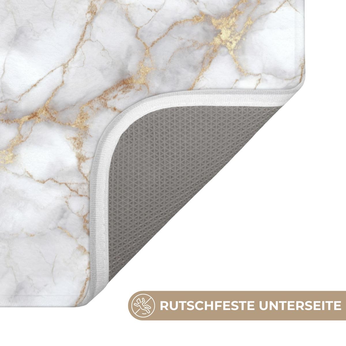WC-VORLEGER Weiß - Gold - Marmor - Grau WC Teppich 50x80 cm - Weiß, Textil (50/1cm) - OnlyWow