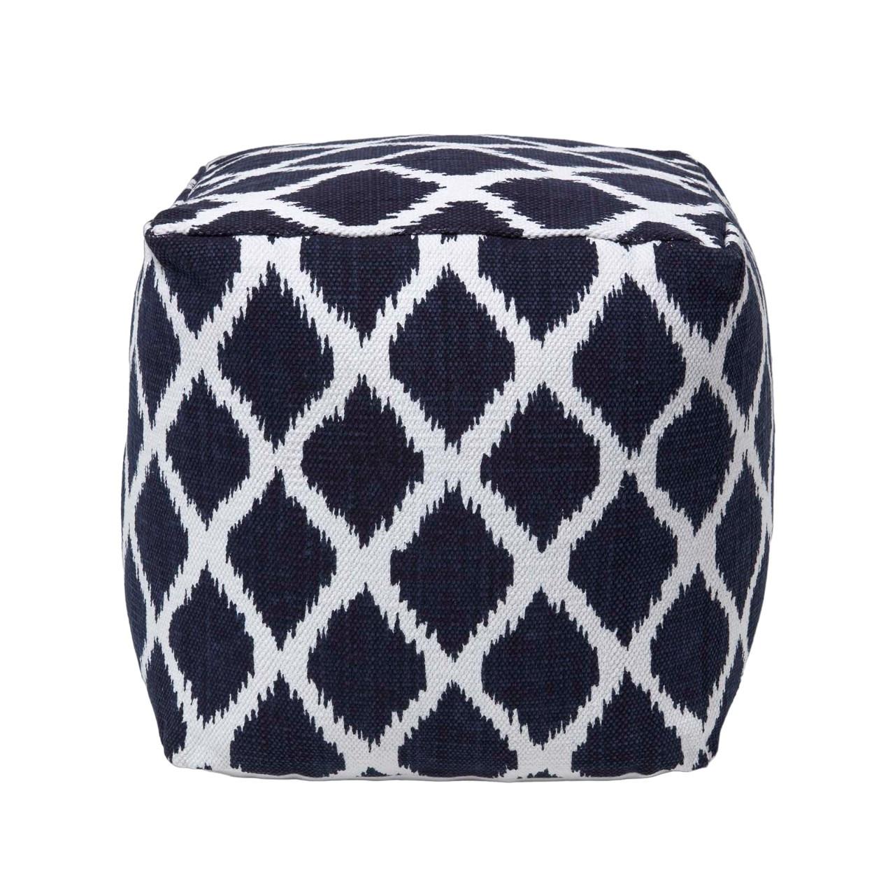 SITZWÜRFEL Ikat-Muster blau-weiß, 40/40/40 cm - Blau, Textil (40/40/40cm) - Homescapes