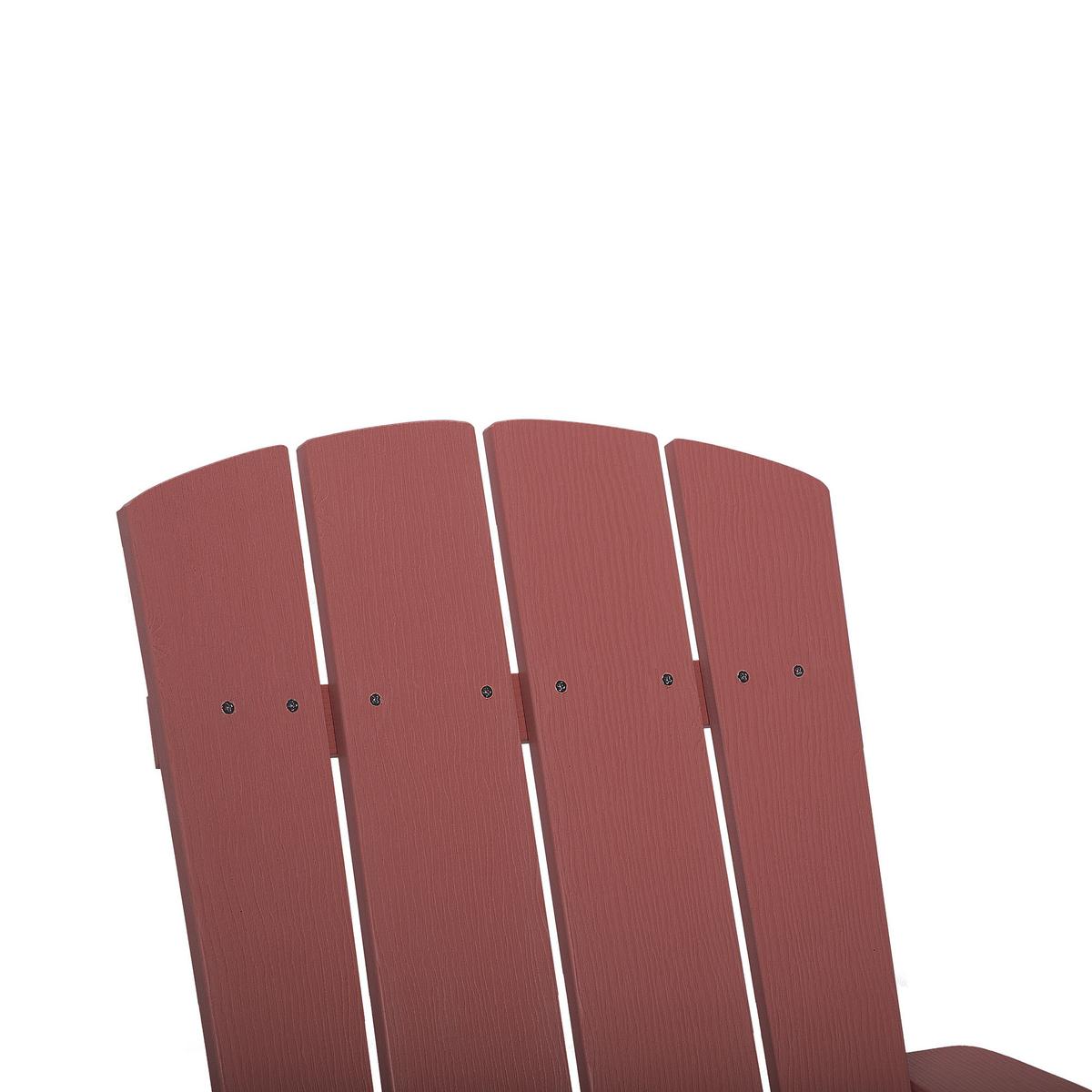 GARTENSTUHL mit Fußhocker Kunstholz rot Adirondack - Rot, Kunststoff (75/88/88cm) - Beliani