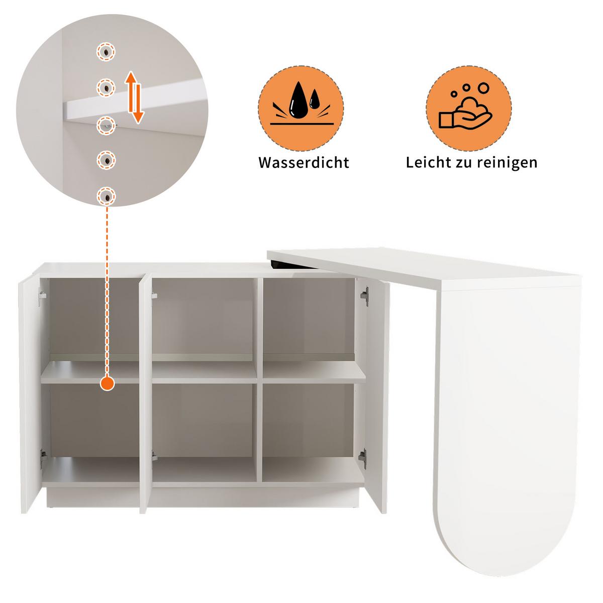 COMPUTERTISCH Eckschreibtisch Drehbar Weiß L-Form mit Schrank 110cm - Weiß, Holzwerkstoff (40/110/75cm) - Urban Meuble