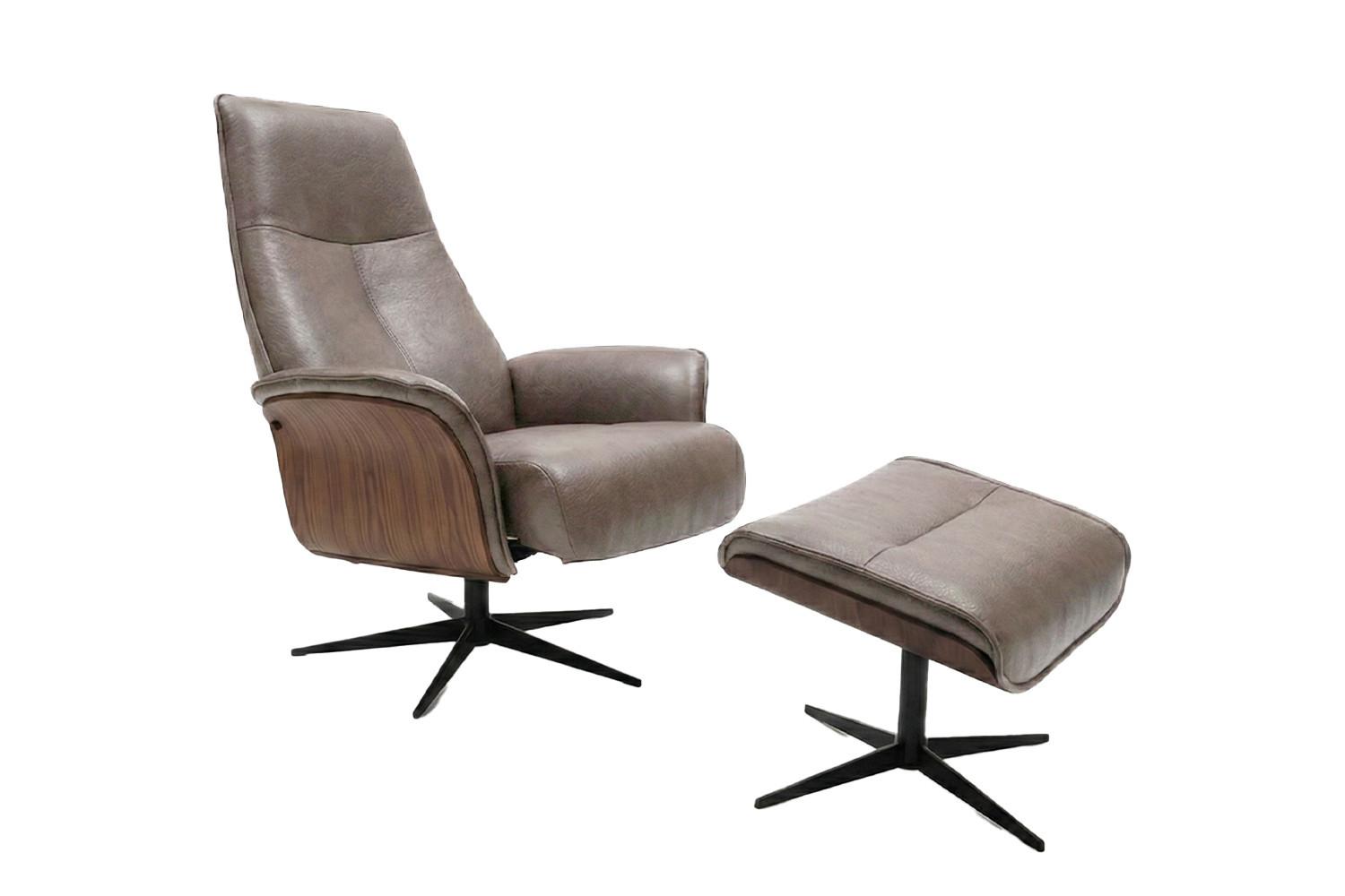 RELAXSESSEL FERREIRA Anthrazit Lederfaserstoff Relaxfunktion - Anthrazit/Schwarz, Leder/Metall (78/106/84cm) - KAWOLA