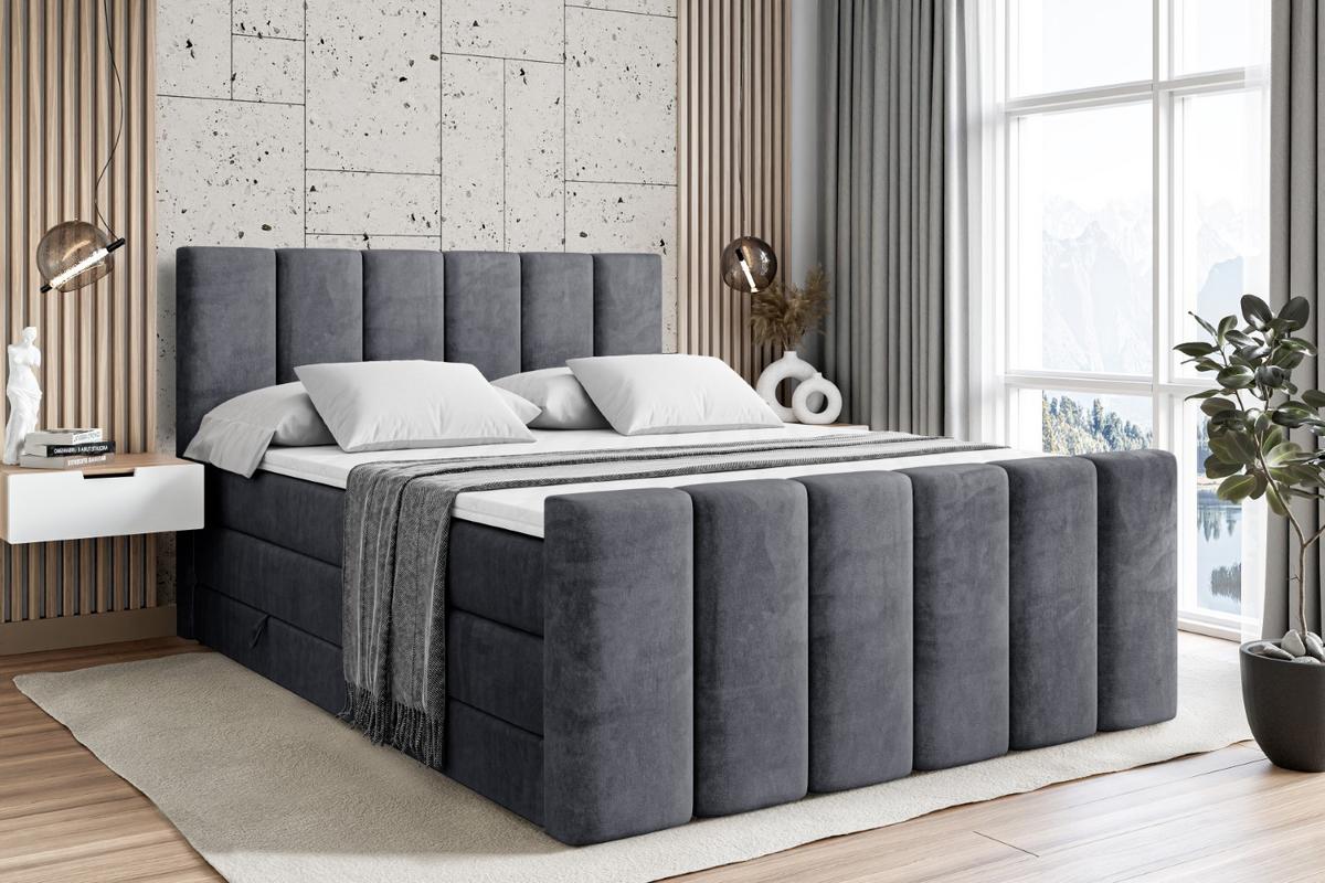 BOXSPRINGBETT BOXI1-Z KING - 140x200 - H3/H4 - Dunkelgrau - Dunkelgrau, Holzwerkstoff (140/200cm) - ALTDECOR