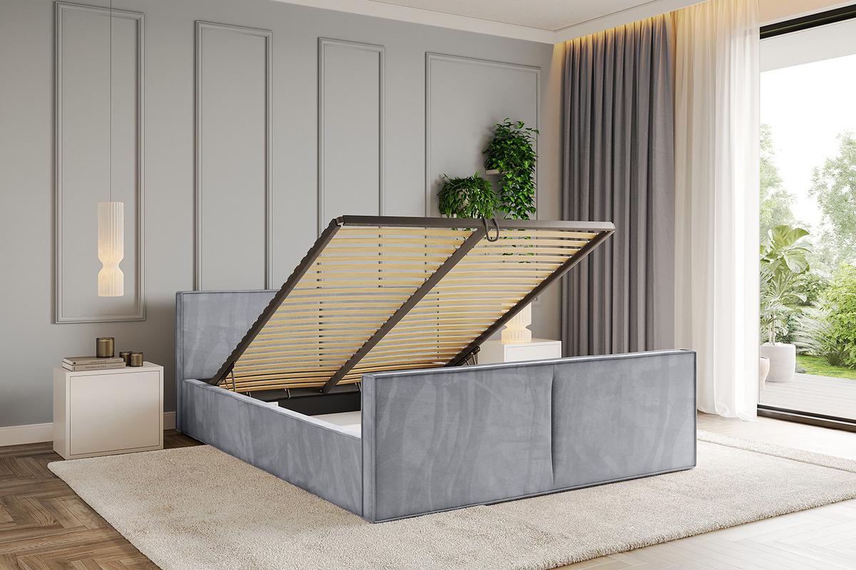 POLSTERBETT mit Bettkasten, Fußteil und Lattenrost, Boxbett mit Matratze H3/H4 - EMMI-Z-V1 180x200 Hellgrau - Hellgrau, Holzwerkstoff/Textil (180/200cm) - ALTDECOR