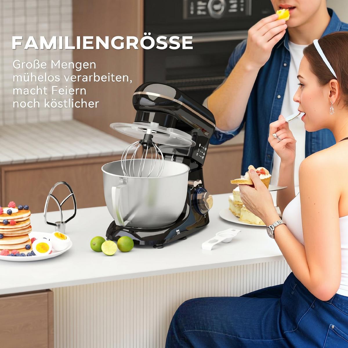 KÜCHENMASCHINE Edelstahl Kunststoff Beige - Schwarz, Metall (22/29/35cm) - HOMCOM