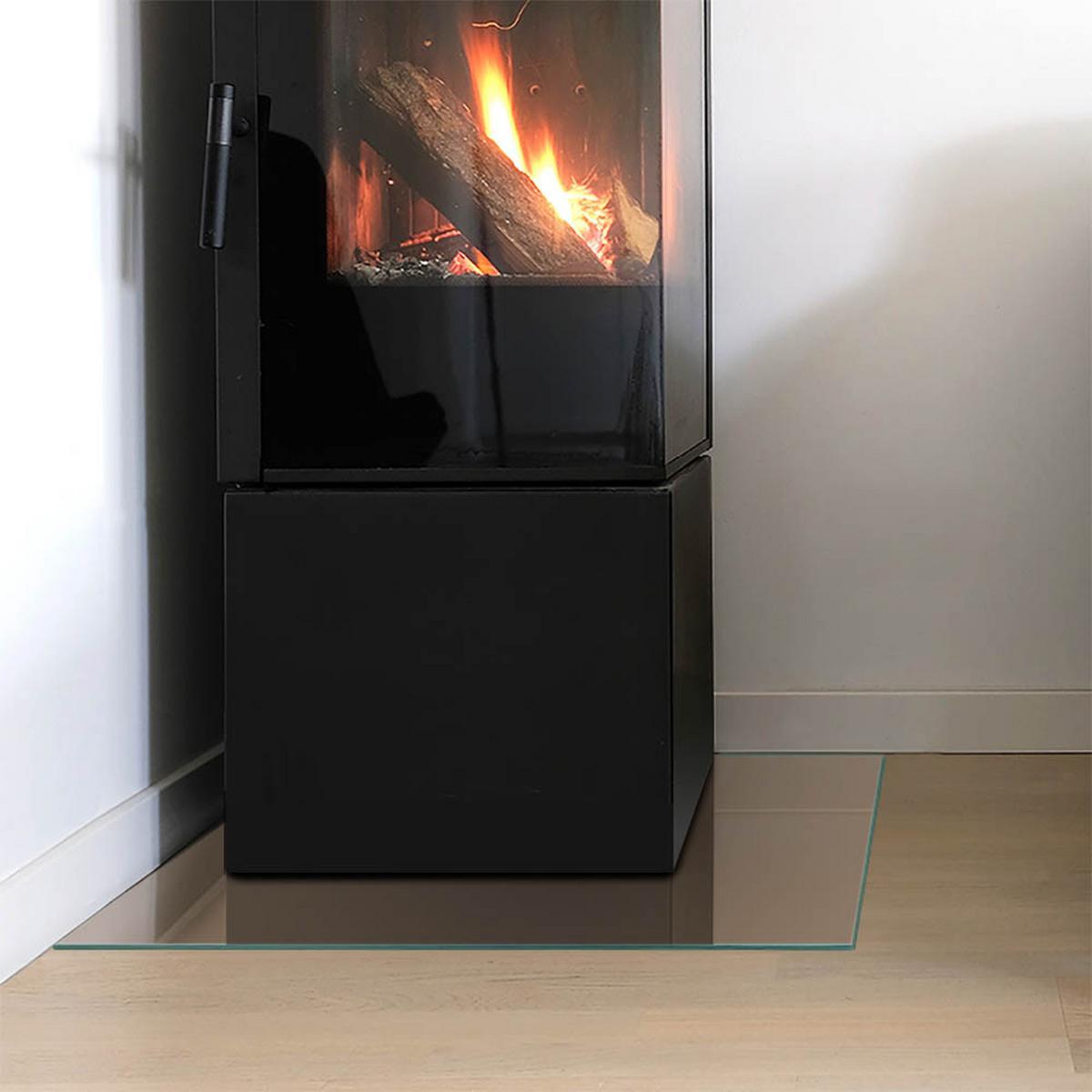 GLASPLATTE für Kamin 50x50 cm - Braun, Glas (50/50/0.4cm) - TULUP