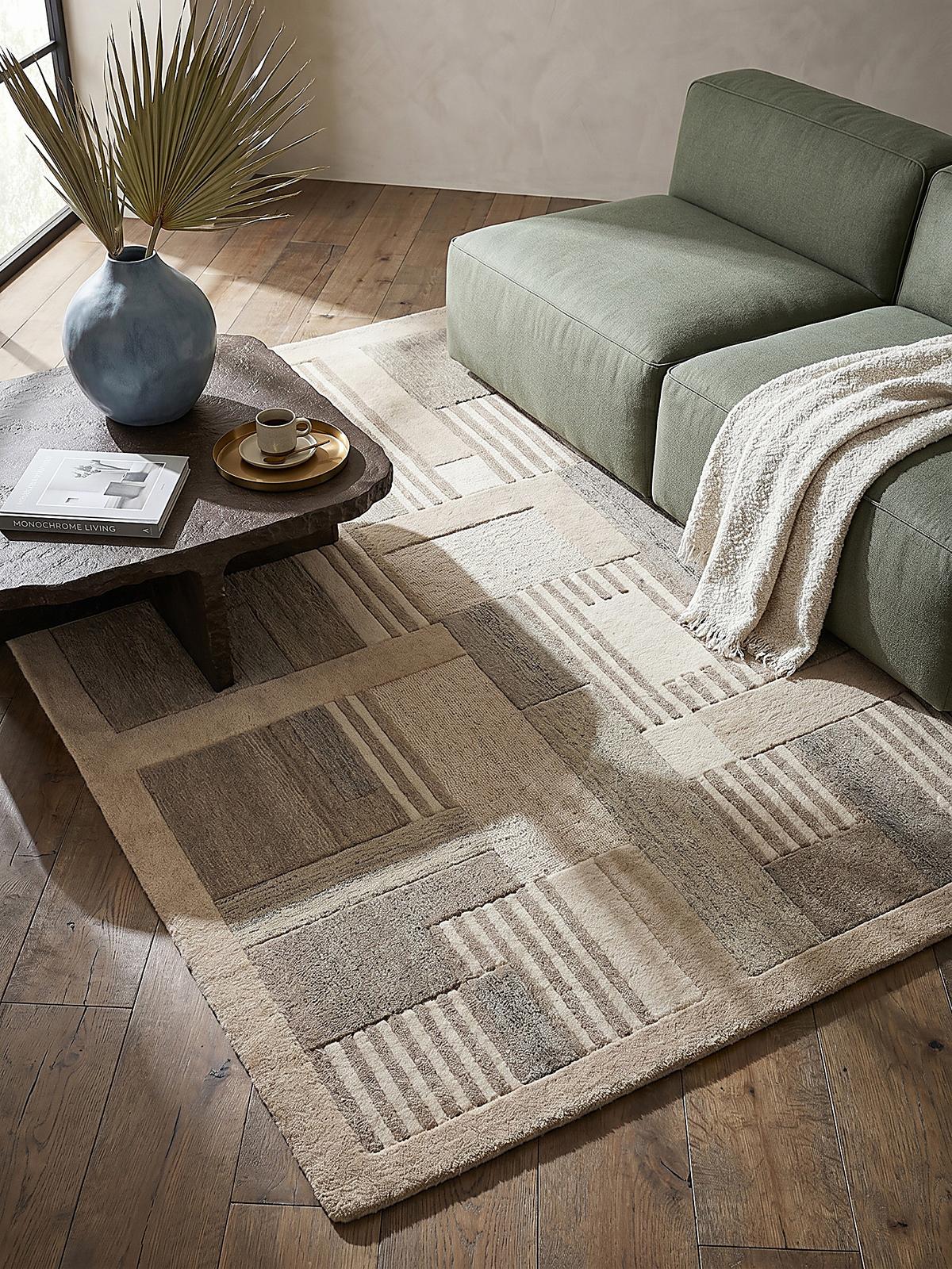 TEPPICH aus Wolle EDALE in Natur, geometrisch, 140 x 200 cm - Beige, Textil (140/200cm) - KADIMA DESIGN