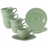 KAFFEETASSEN MIT UNTERTASSEN Beat Color Glaze Salbeigrün 260 ml 6er Set - Grün, Keramik (16.7/8.6/16.7cm) - Seltmann Weiden