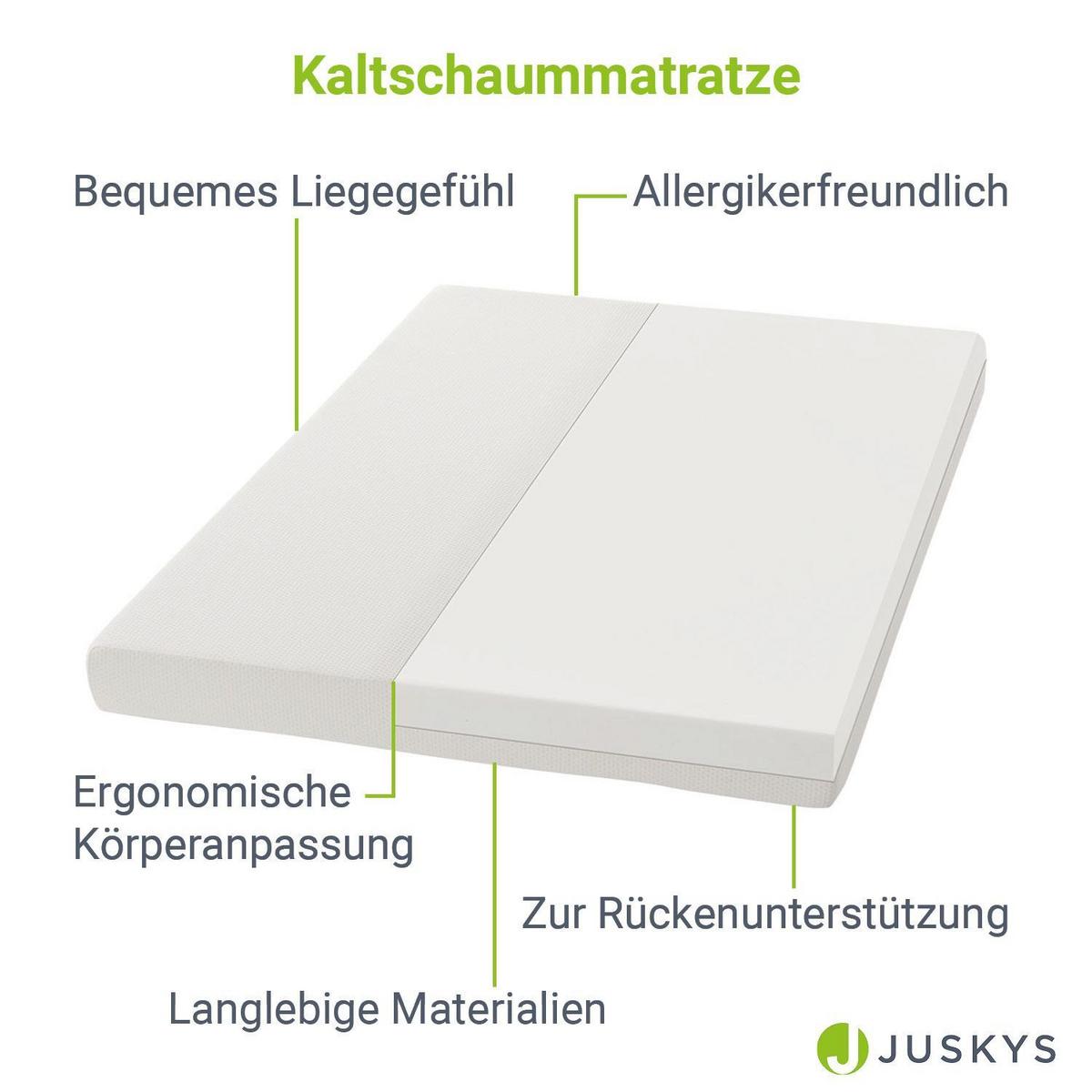 KALTSCHAUMMATRATZE 80x160 cm - Weiß, Textil (80/160cm) - Juskys