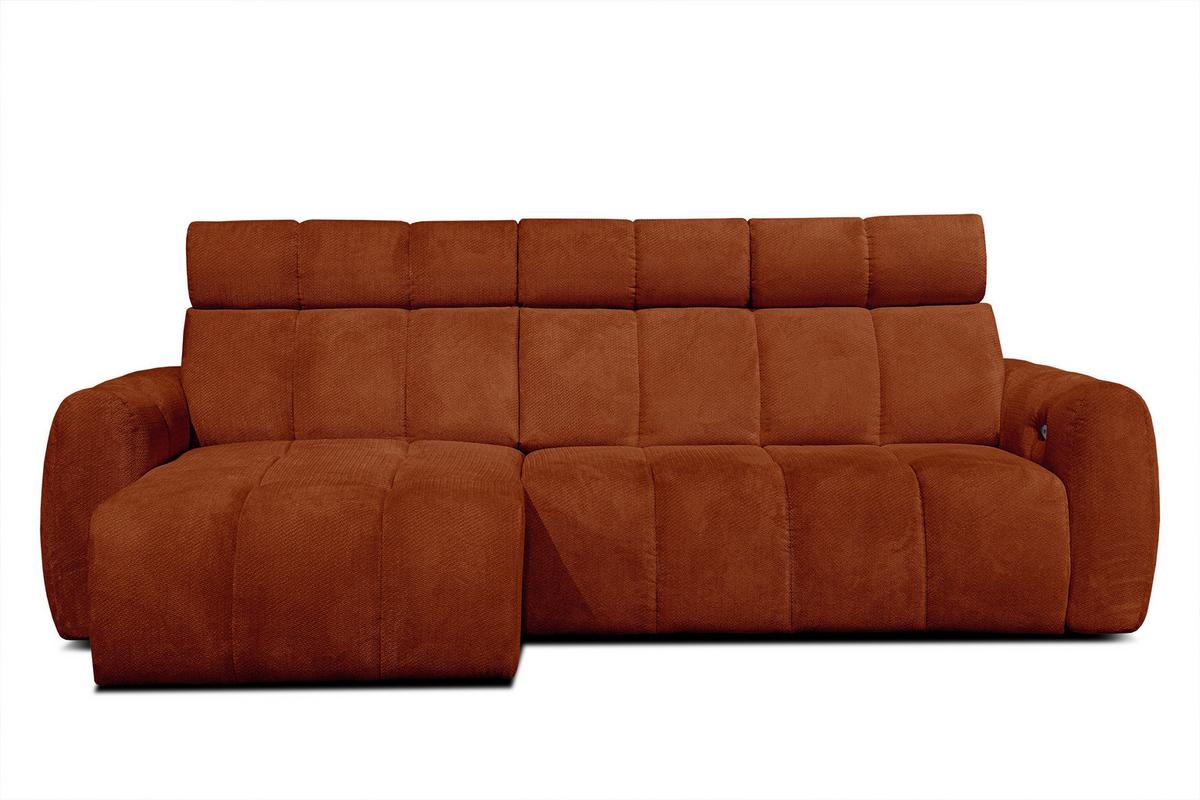 ECKSOFA KIMI 3-Sitzer, ausziehbarer Sitz, verstellbare Kopfstützen, rot - Rot/Schwarz, Holzwerkstoff/Textil (270/160cm) - Wozimo