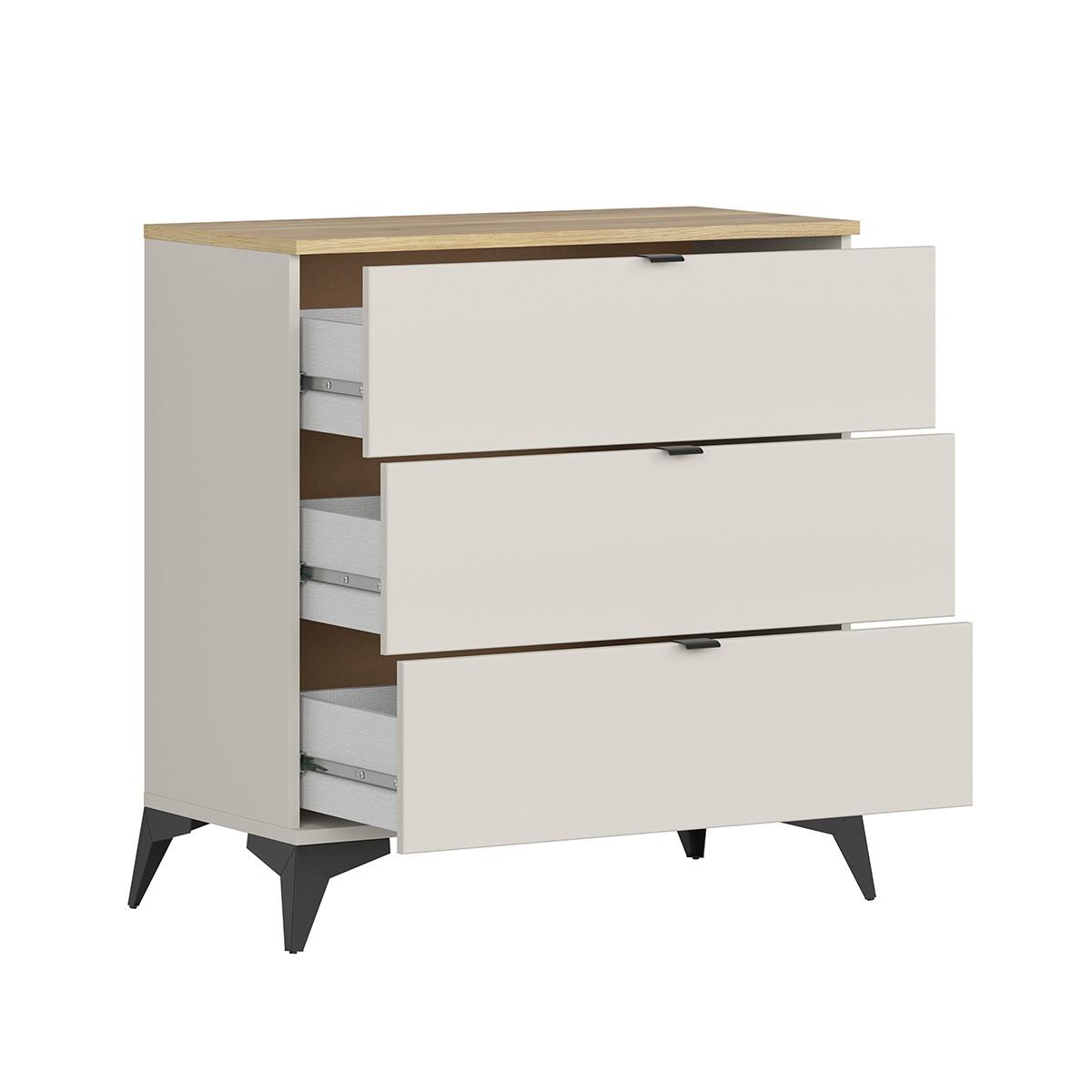 KOMMODE Naya Kaschmir und Eichenholz-Optik - Beige, Holzwerkstoff (85/90/41cm) - Petits-meubles