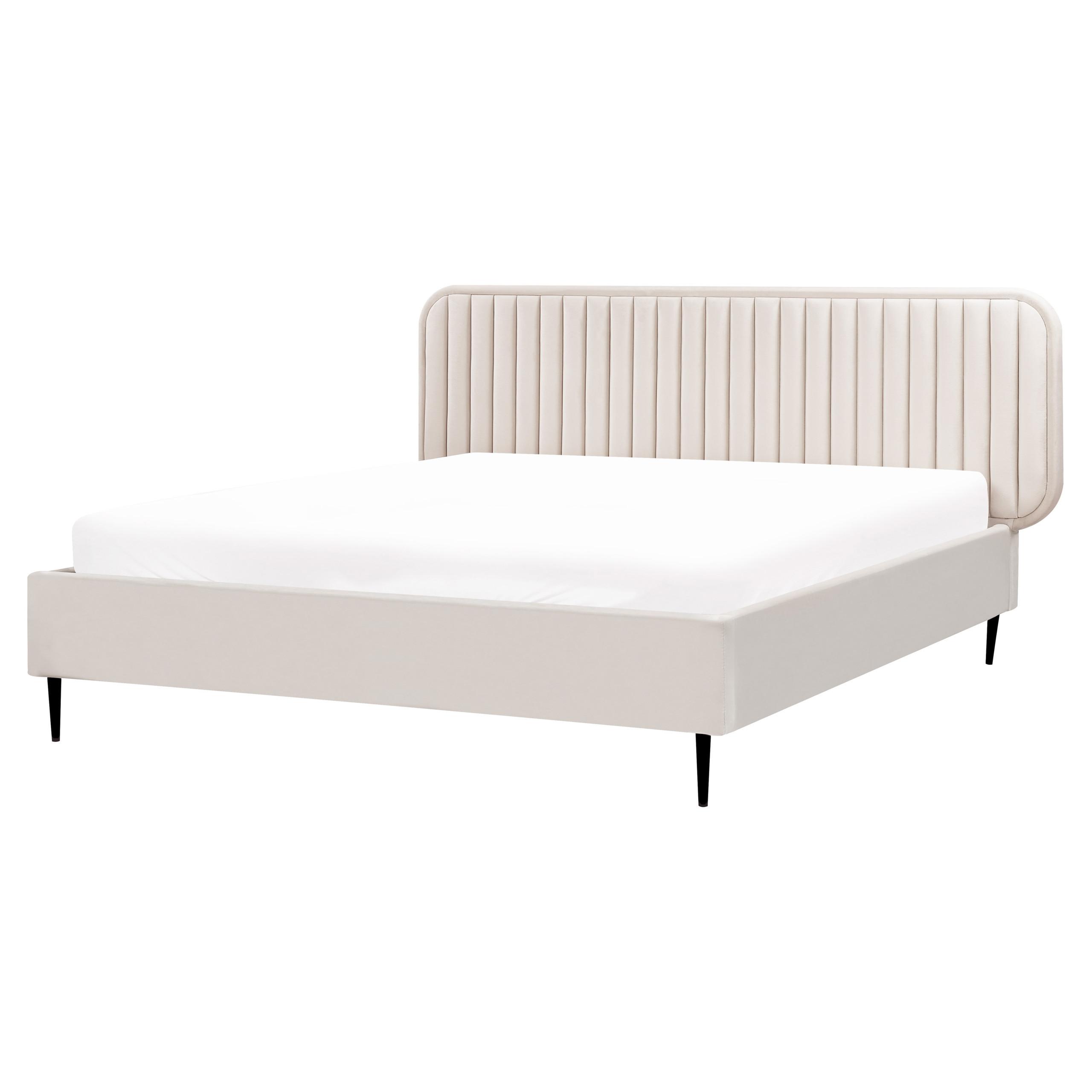 BETT mit Lattenrost 160/200 cm Beige Brin - Beige/Schwarz, Textil (160/200cm) - Beliani