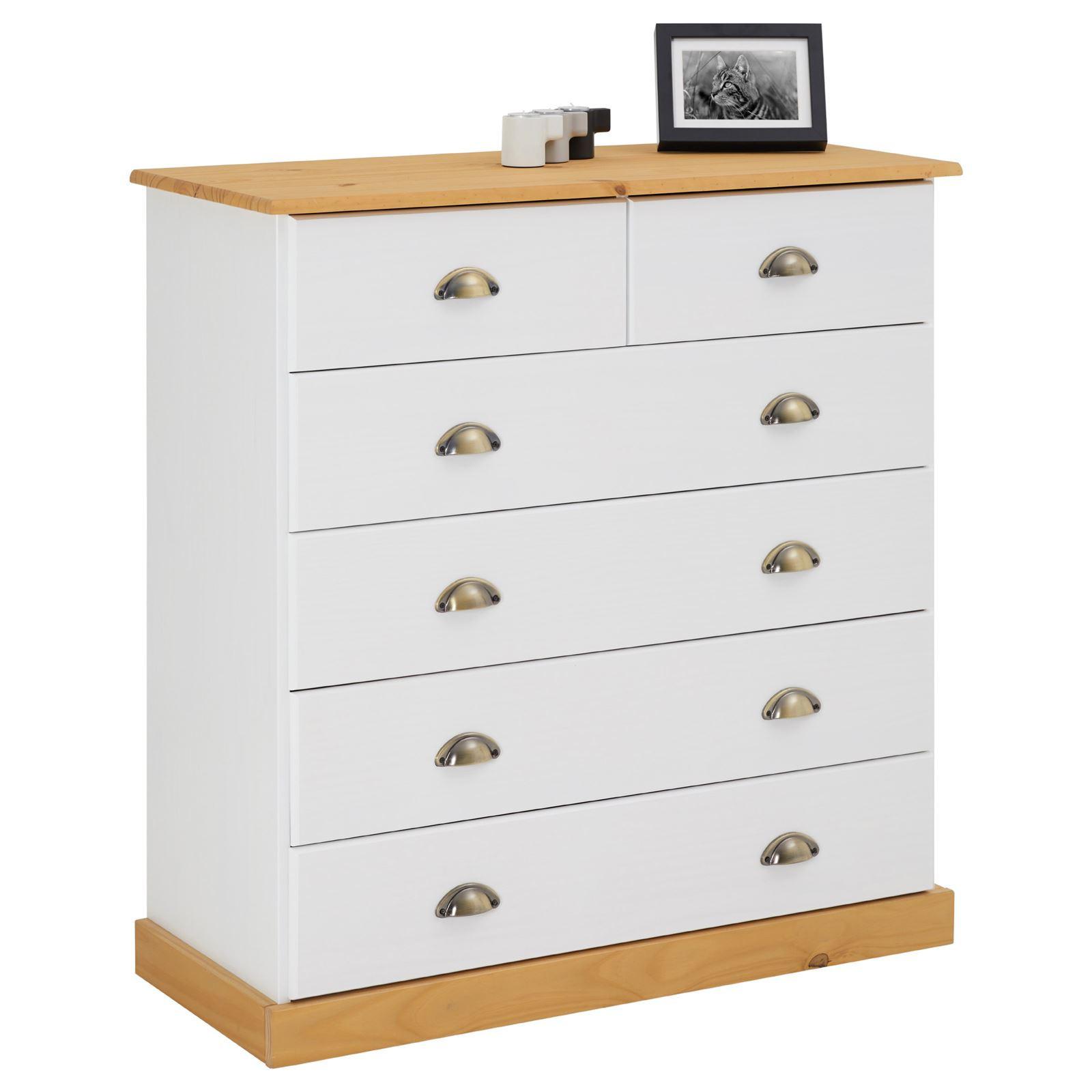 KOMMODE PARIS weiß/braun - Weiß/Braun, Holz (91/95/39cm) - IDIMEX