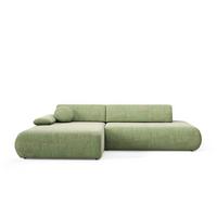 ECKSOFA DELTA L-S Grün Geflochtener Stoff mit Schlaffunktion - Grün, Holz (286/173.5cm) - MASSENO