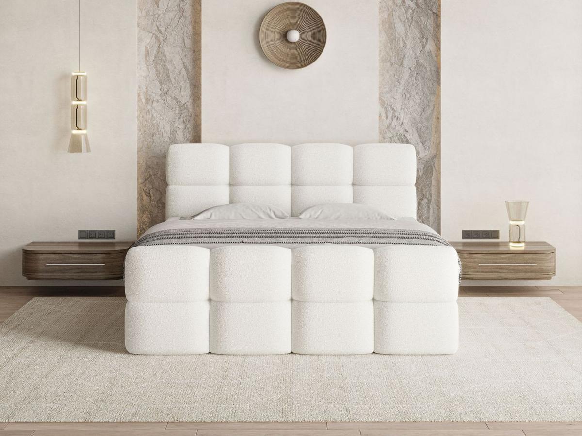 BOXBETT Rivon 160x200 Bouclé-Stoff Creme - Creme, Holz/Textil (160/200cm) - Graingold
