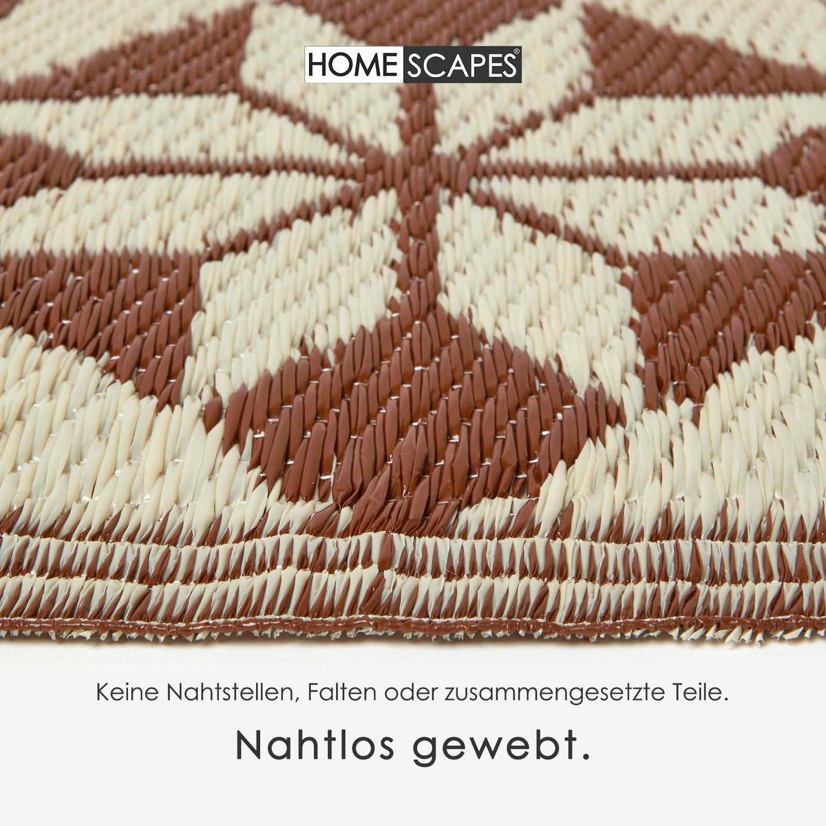 OUTDOORTEPPICH Kachel-Muster 120/180 cm - Braun, Kunststoff (122/182cm) - Homescapes