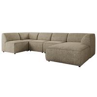 WOHNLANDSCHAFT MODARO U 5M - Dunkelbeige Struktur - Rechts - Schwarz/Cappuccino, Textil (345/78/180cm) - MKS