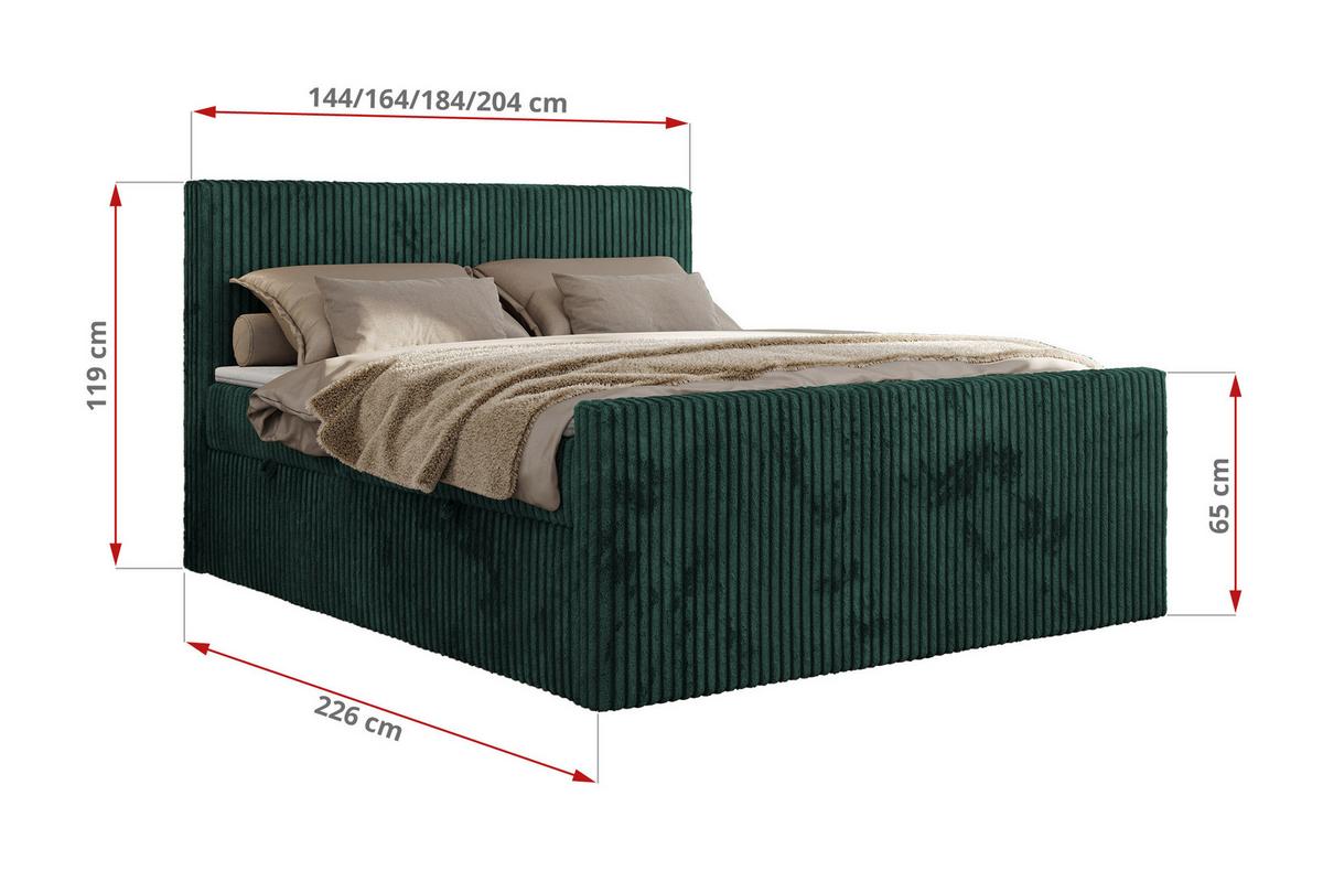 BOXSPRINGBETT TILIANO DUO 140/200 - Dunkelgrün Cord - H3 - Dunkelgrün, Textil (140/200cm) - MKS