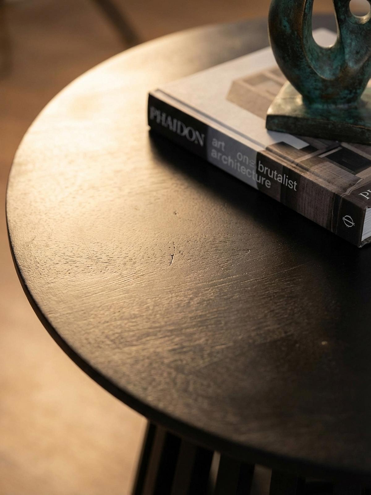 COUCHTISCH Schwarz Massivholz Mango Rund 60x60x41 cm mit Gittergestell Modern - Schwarz, Holz (60/60/41cm) - KADIMA DESIGN