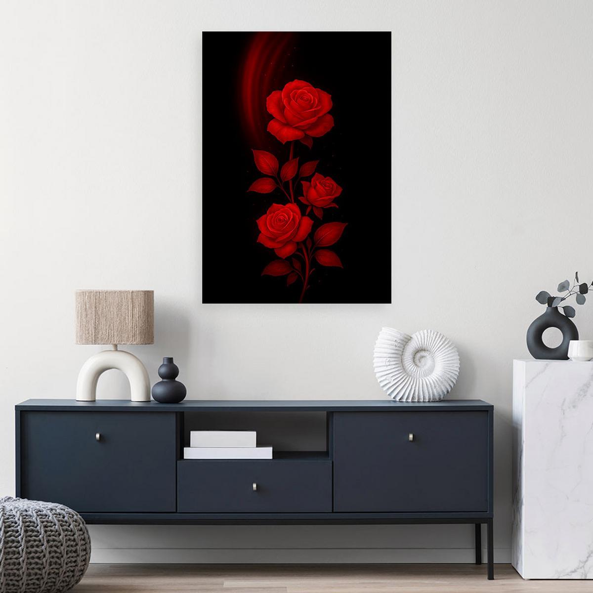 LEINWANDBILD Blumen Rote Rosen 80x120cm - Rot, Textil (80/120cm) - Feeby