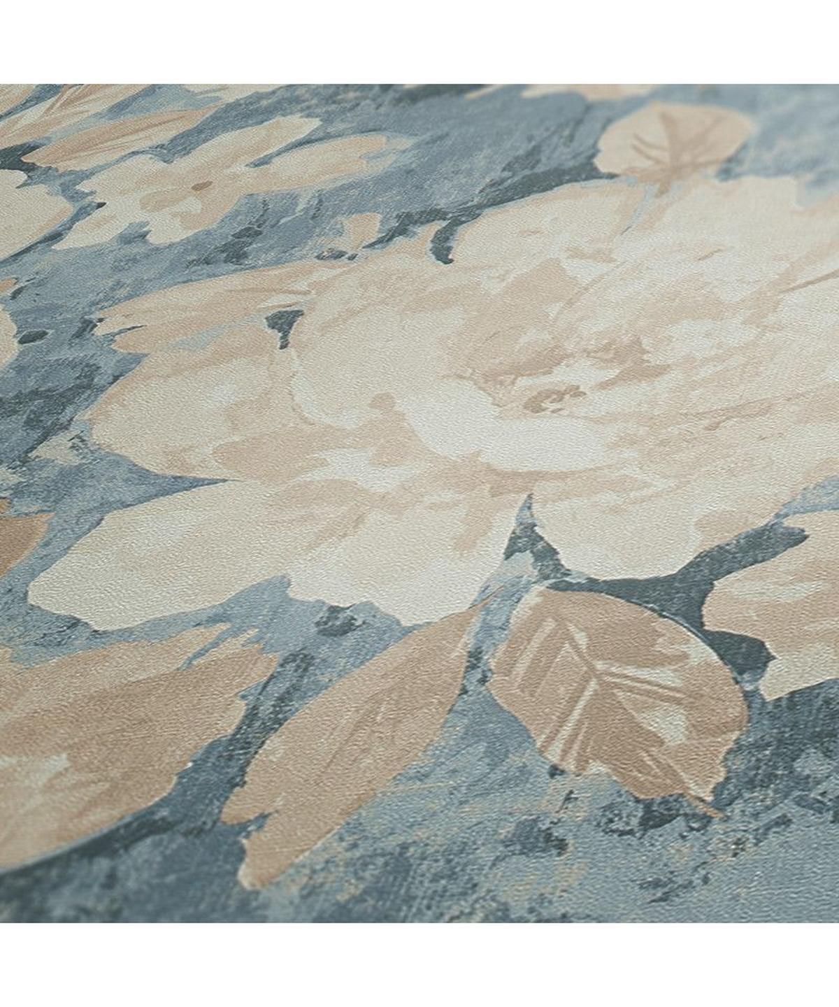 VLIESTAPETE Blau 53/1005 cm - Beige, Textil (53/1cm) - KUNSTLOFT