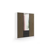KLEIDERSCHRANK NERA - 150 cm - Weiß|Schwarz|Eiche Artisan - Schwarz/Weiß, Holzwerkstoff (150/200/51cm) - ALTDECOR