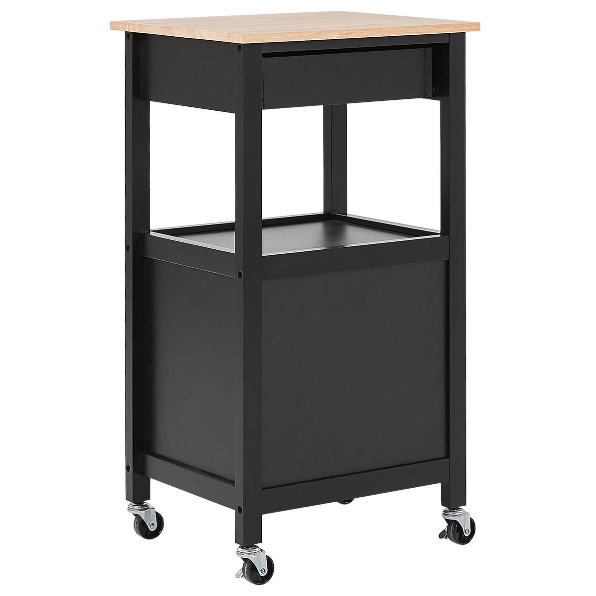 SERVIERWAGEN Schwarz Siena - Schwarz/Braun, Holzwerkstoff (39/89/48cm) - Beliani