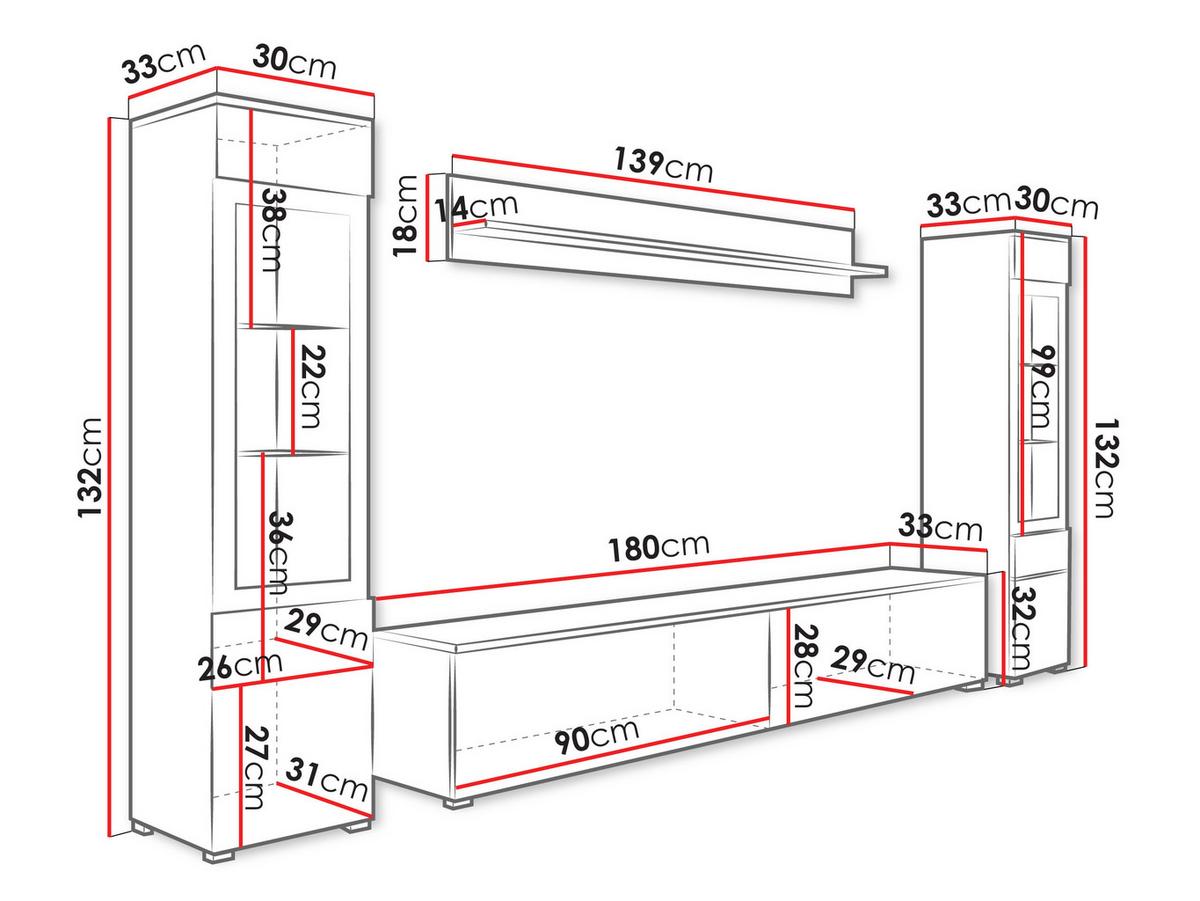 WOHNWAND Vera II mit weißer LED Beleuchtung - Weiß Hochglanz/Weiß, Holzwerkstoff (30/130/33cm) - MIRJAN24