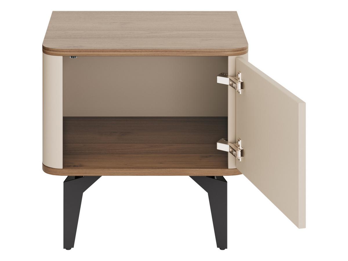 NACHTTISCH Aurena AU10 - Kaschmir/Nussbaumfarben, Holzwerkstoff/Metall (48/47/41cm) - MIRJAN24
