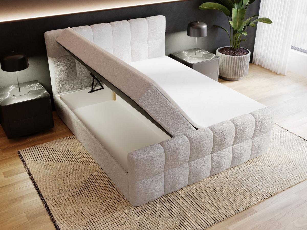 BOXBETT Alicante 140x200 Bouclé-Stoff Grau - Grau, Holz/Textil (140/200cm) - Graingold