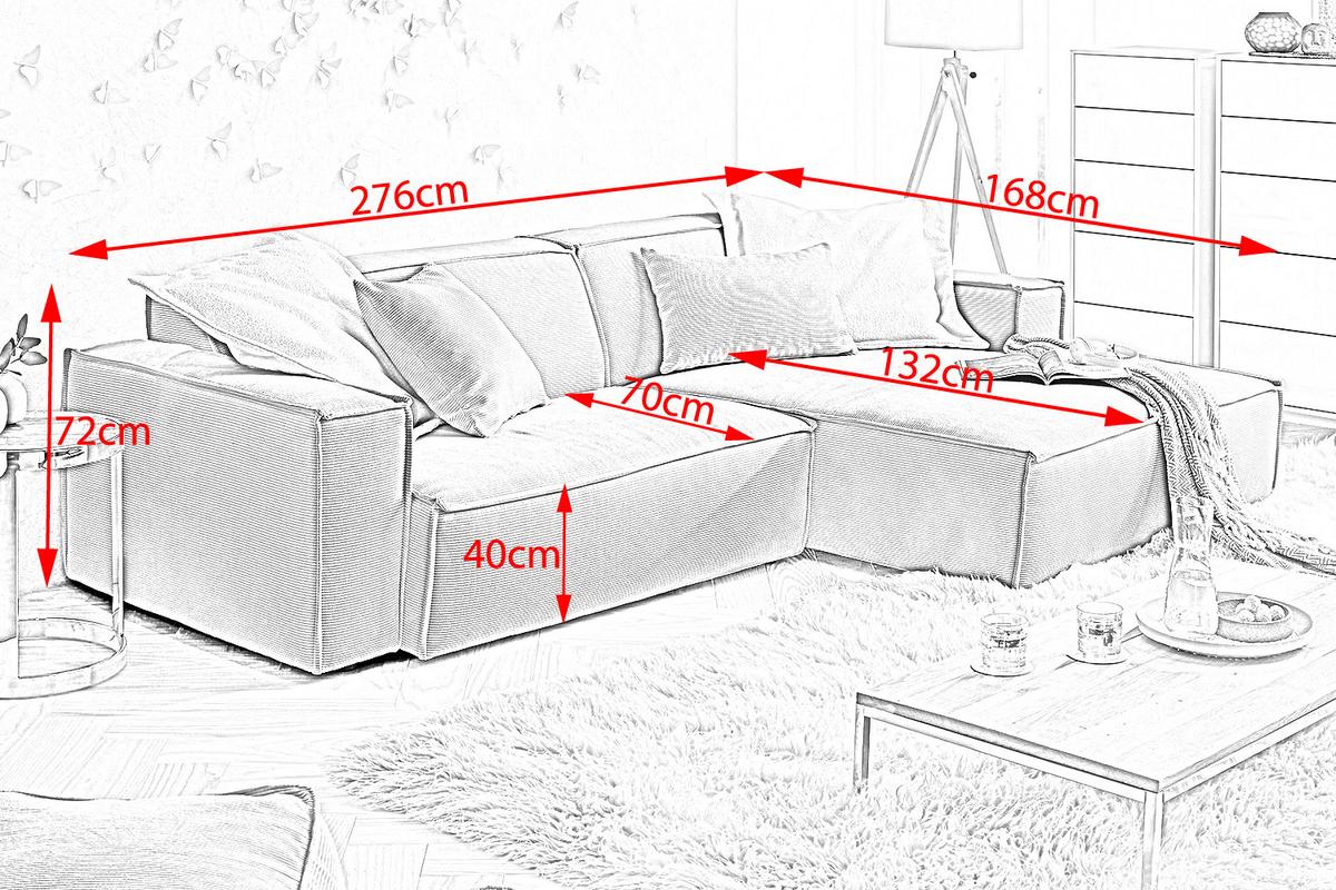 ECKSOFA SAMU Grün Cord - Schwarz/Grün, Textil (276/168cm) - KAWOLA