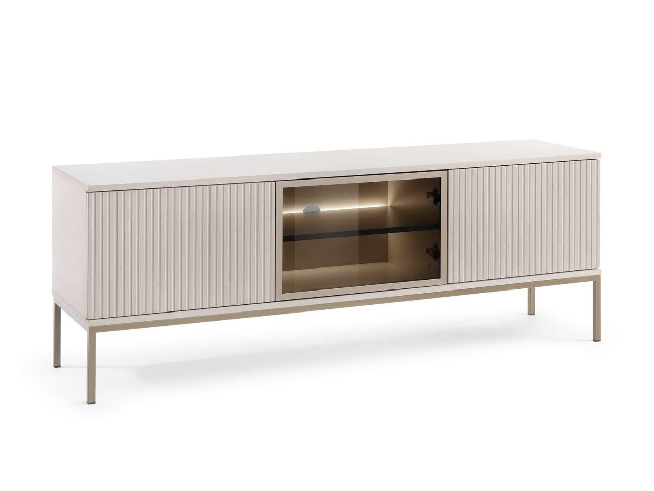 TV-SCHRANK Kaschmir 154 cm Deo - Kaschmir/Champagner, Glas/Naturmaterialien (154/56/39cm) - Graingold