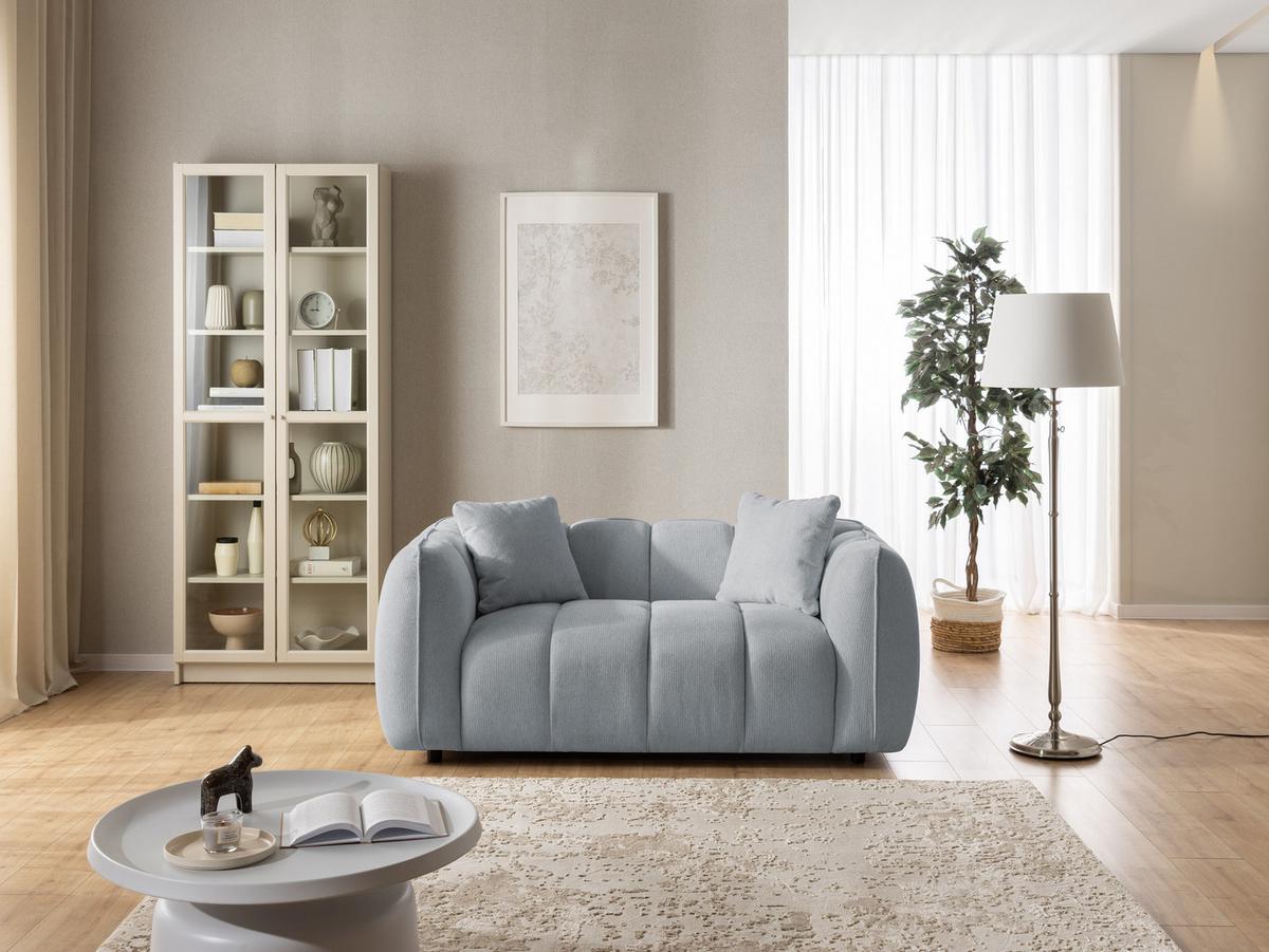 2-SITZER SOFA Nubira in tief gesteppter Bubble-Optik aus weichem Grau Strukturstoff im modernen Design - Schwarz/Grau, Holz/Kunststoff (172/69/89cm) - S-Style Möbel