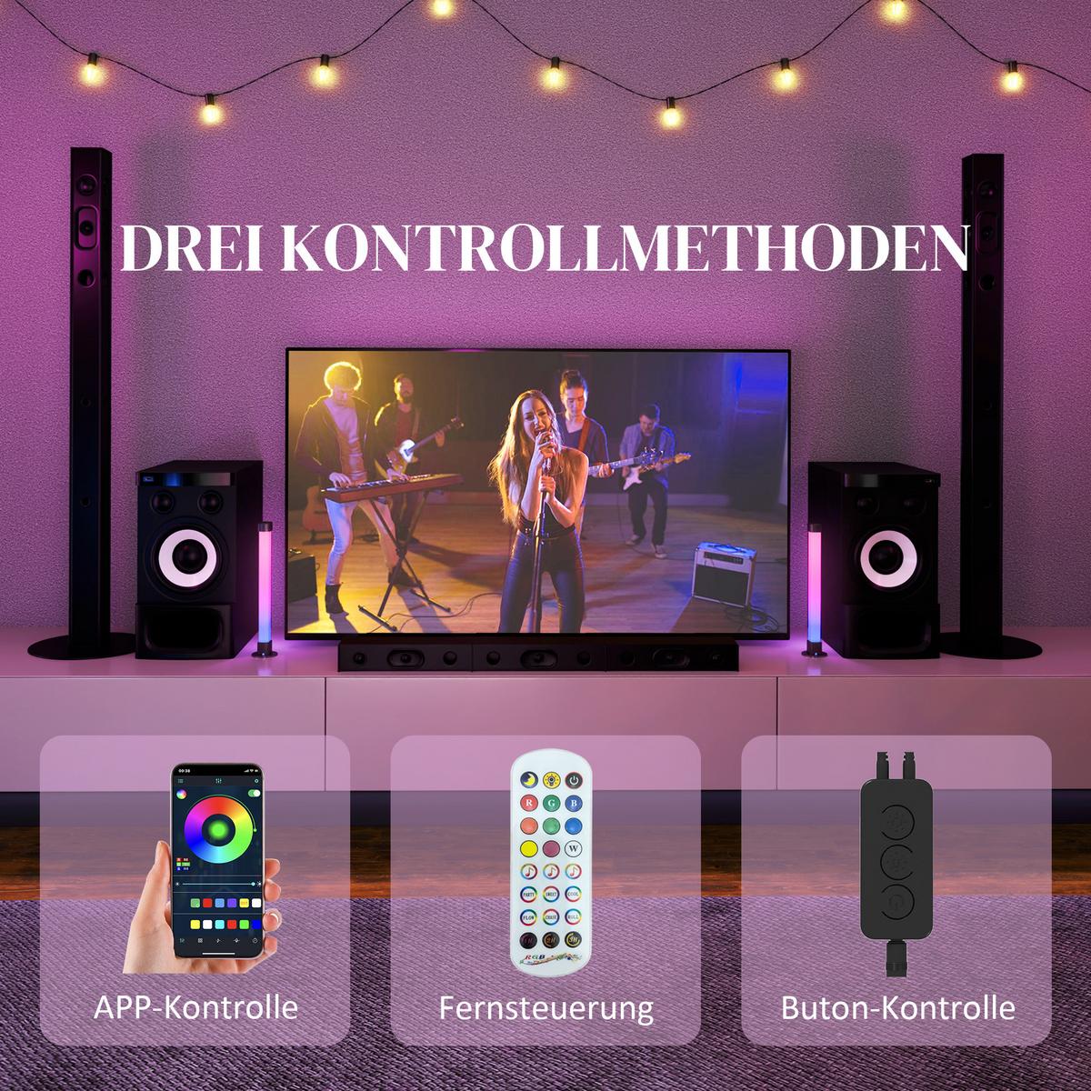 TISCHLAMPE 2er-Set, App- und Fernsteuerung, Weiß - Weiß, Kunststoff (6/6/32.5cm) - HOMCOM