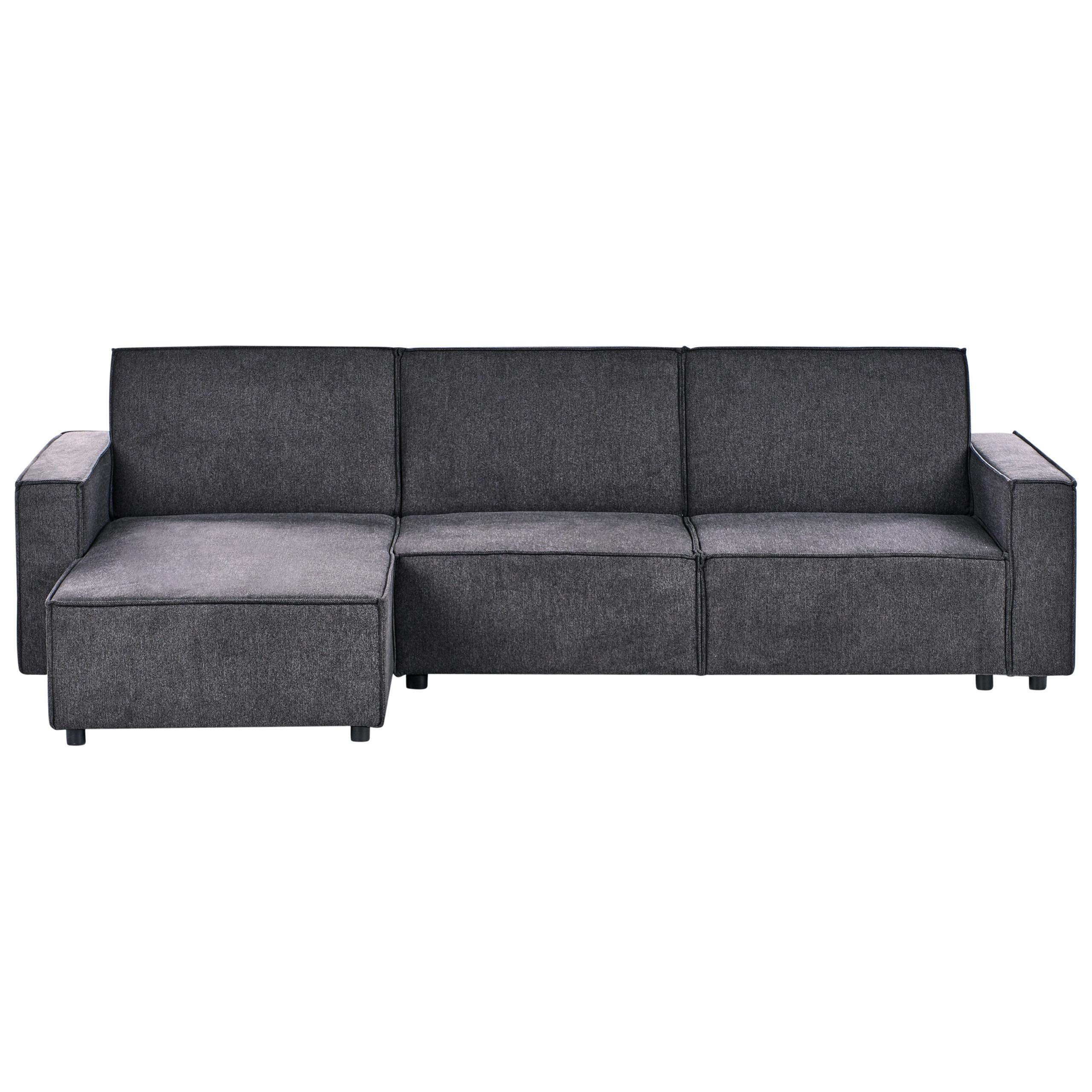 ECKSCHLAFSOFA 3-Sitzer Stoff Graphitgrau rechtsseitig Romedal Ii - Graphitfarben, Textil (290/173cm) - Beliani
