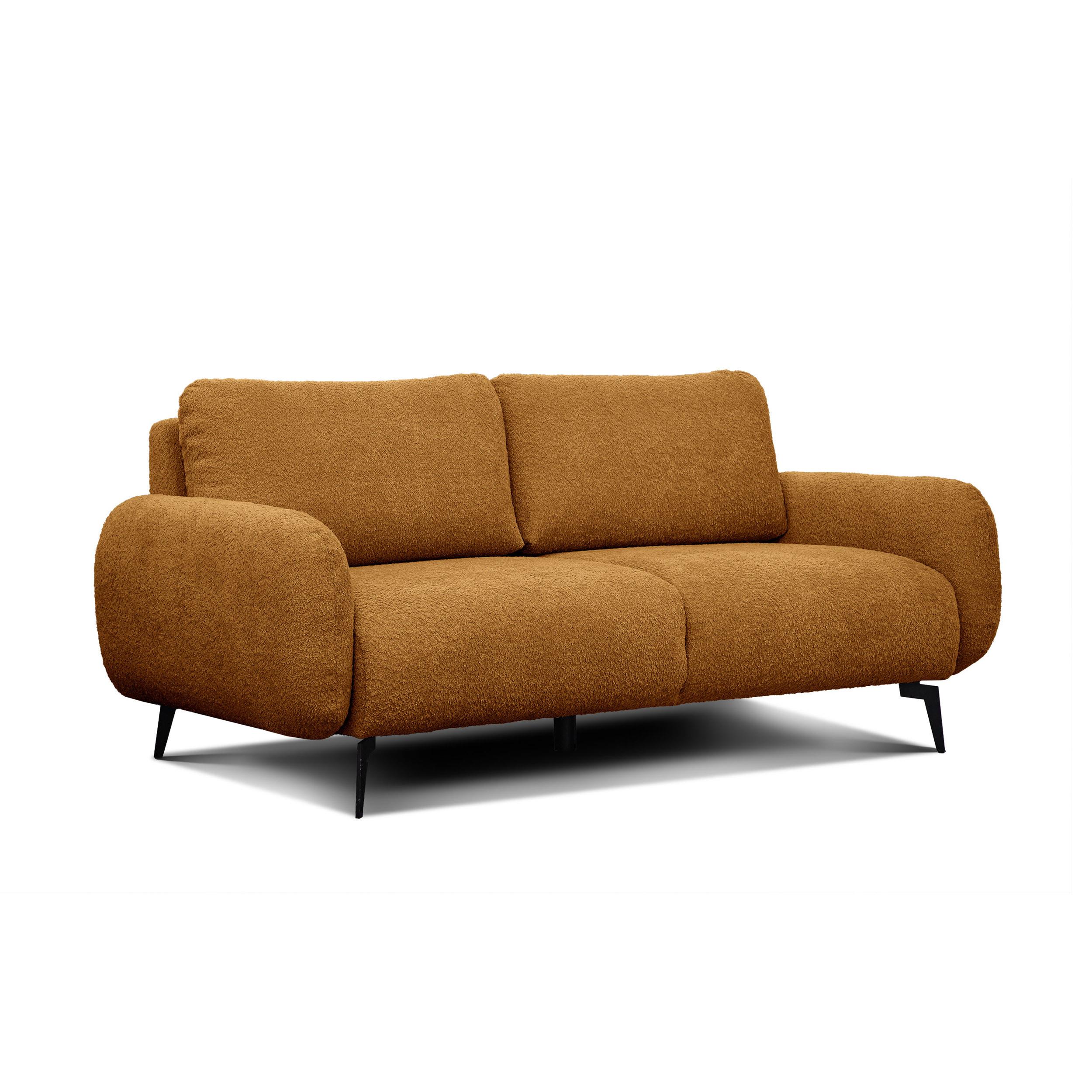 SOFA FEBE 3-Sitzer, senfgelb - Dunkelgelb/Schwarz, Holz/Textil (190/82/96cm) - Wozimo