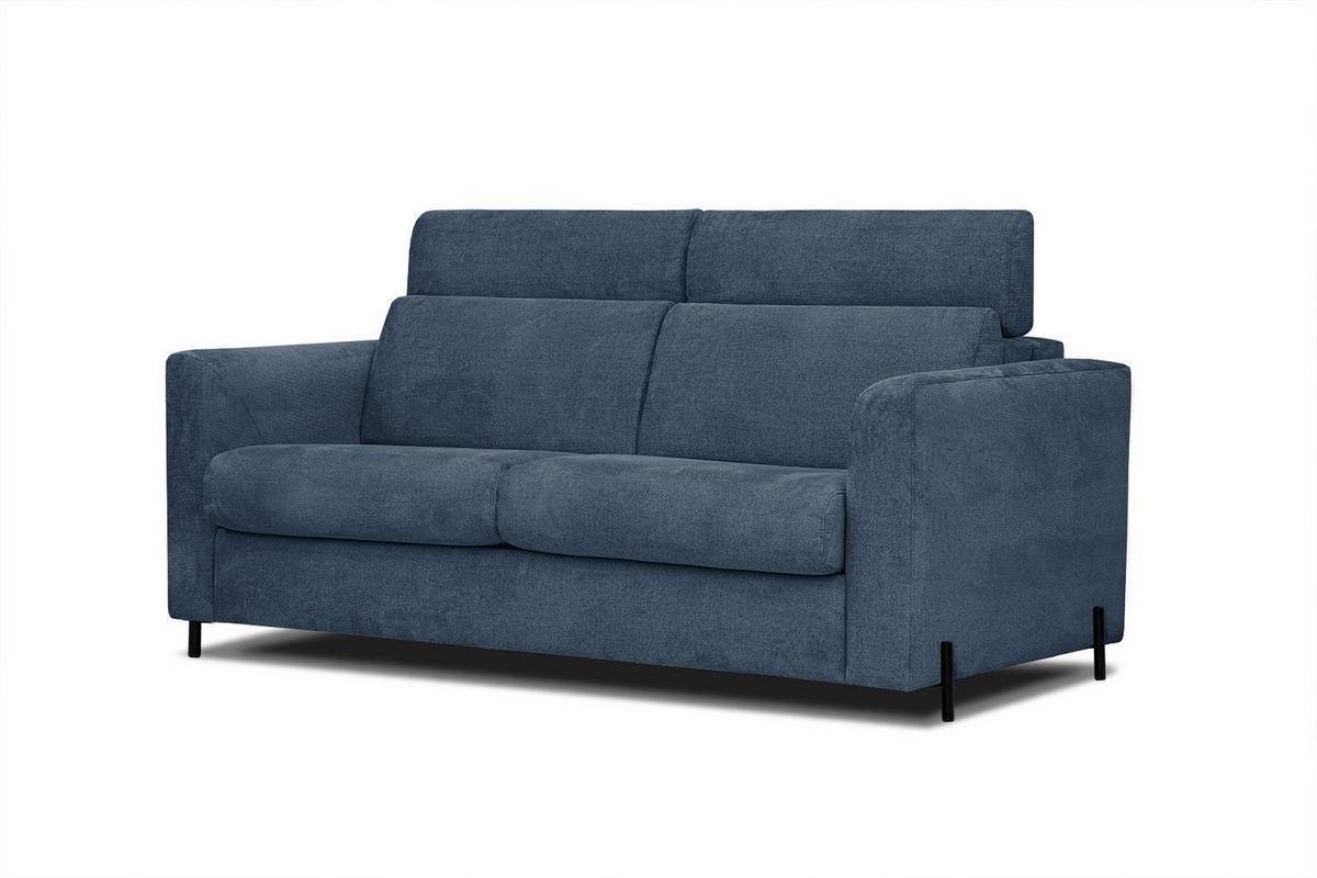 SOFA MEZO 3-Sitzer mit Schlaffunktion, dunkelblau - Schwarz/Dunkelblau, Holz/Textil (232/90/107cm) - Wozimo